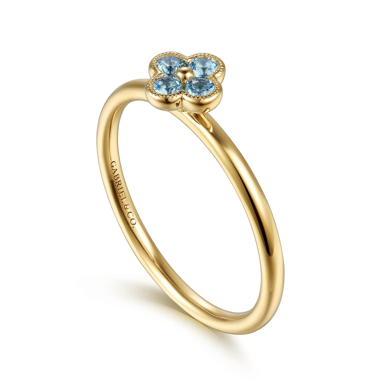 Blue Topaz Stackable Ring in 14K Yellow Gold, photograph 3
