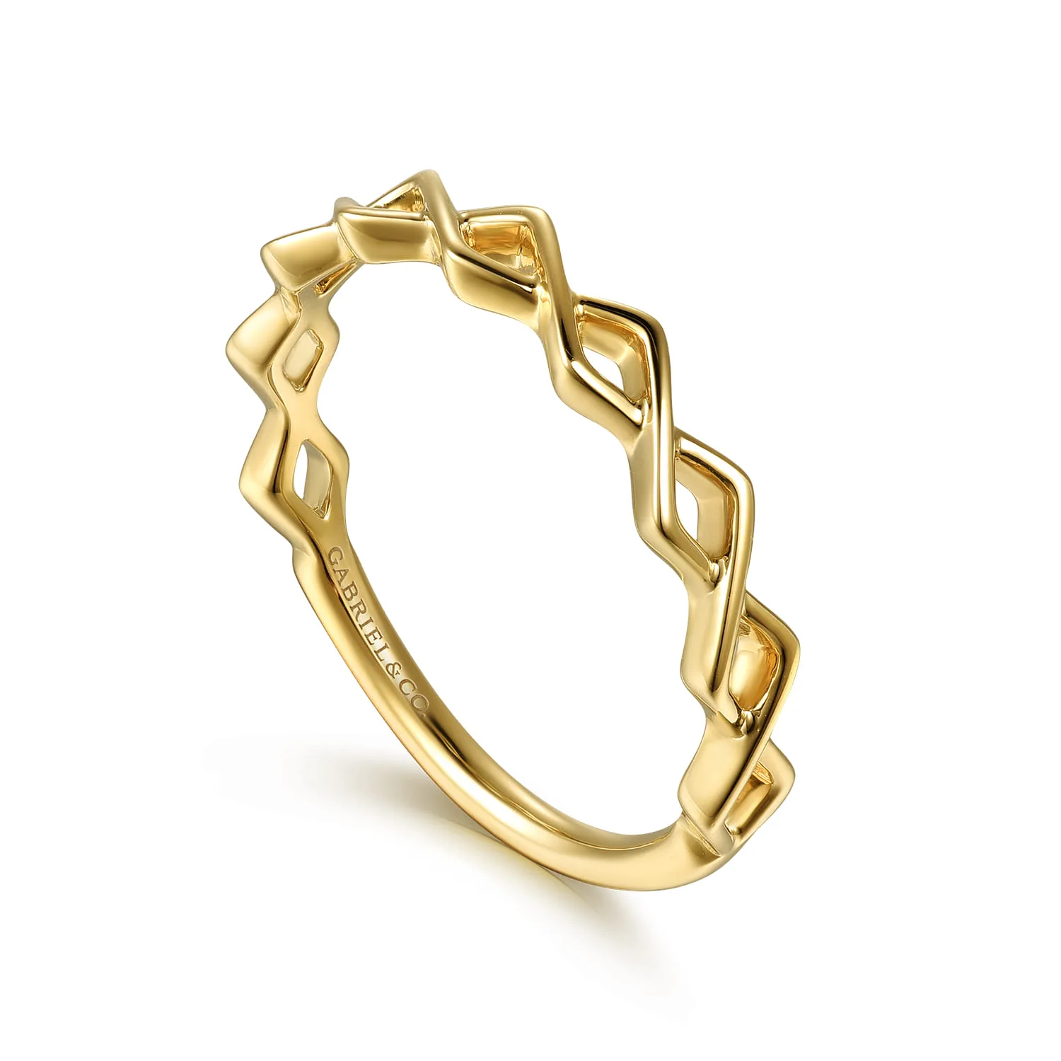 Rhombus Shape Stackable Ring in 14K Yellow Gold, photograph 3