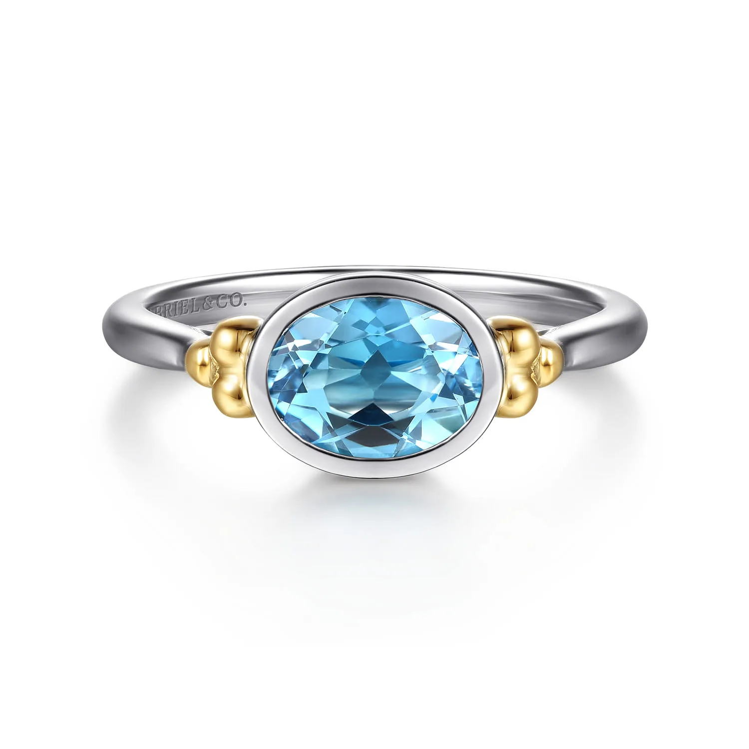 and Bujukan Blue Topaz Solo Ring in 14K Yellow Gold