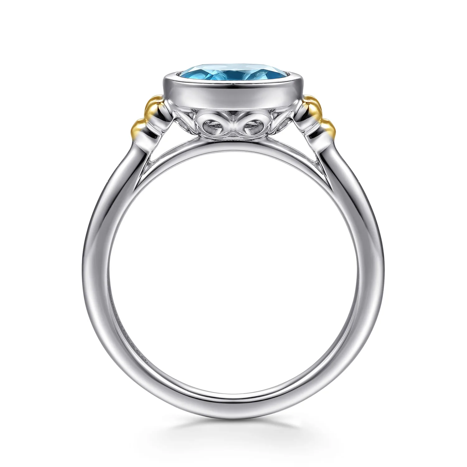 and Bujukan Blue Topaz Solo Ring in 14K Yellow Gold, photograph 2