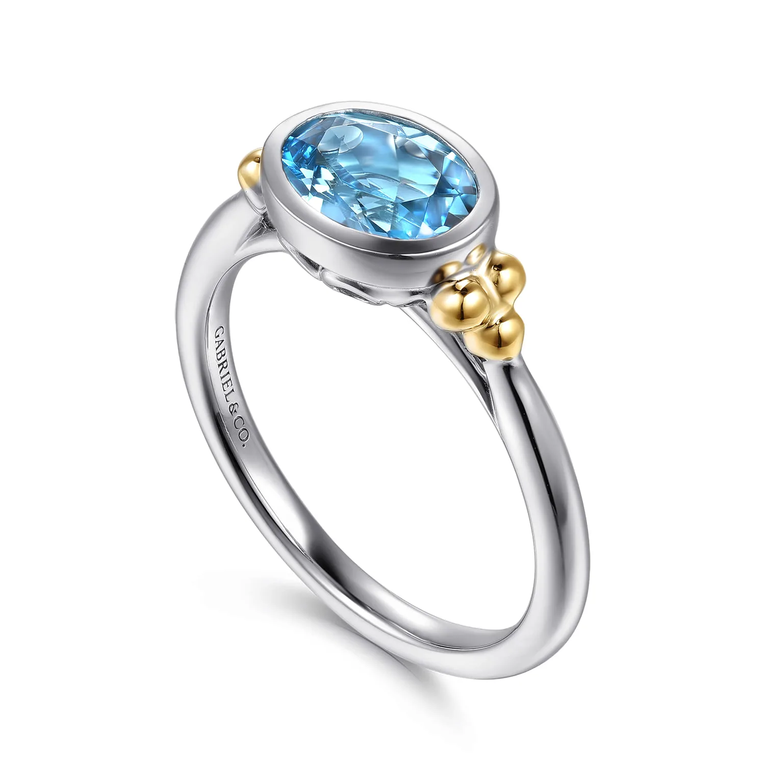 and Bujukan Blue Topaz Solo Ring in 14K Yellow Gold, photograph 3