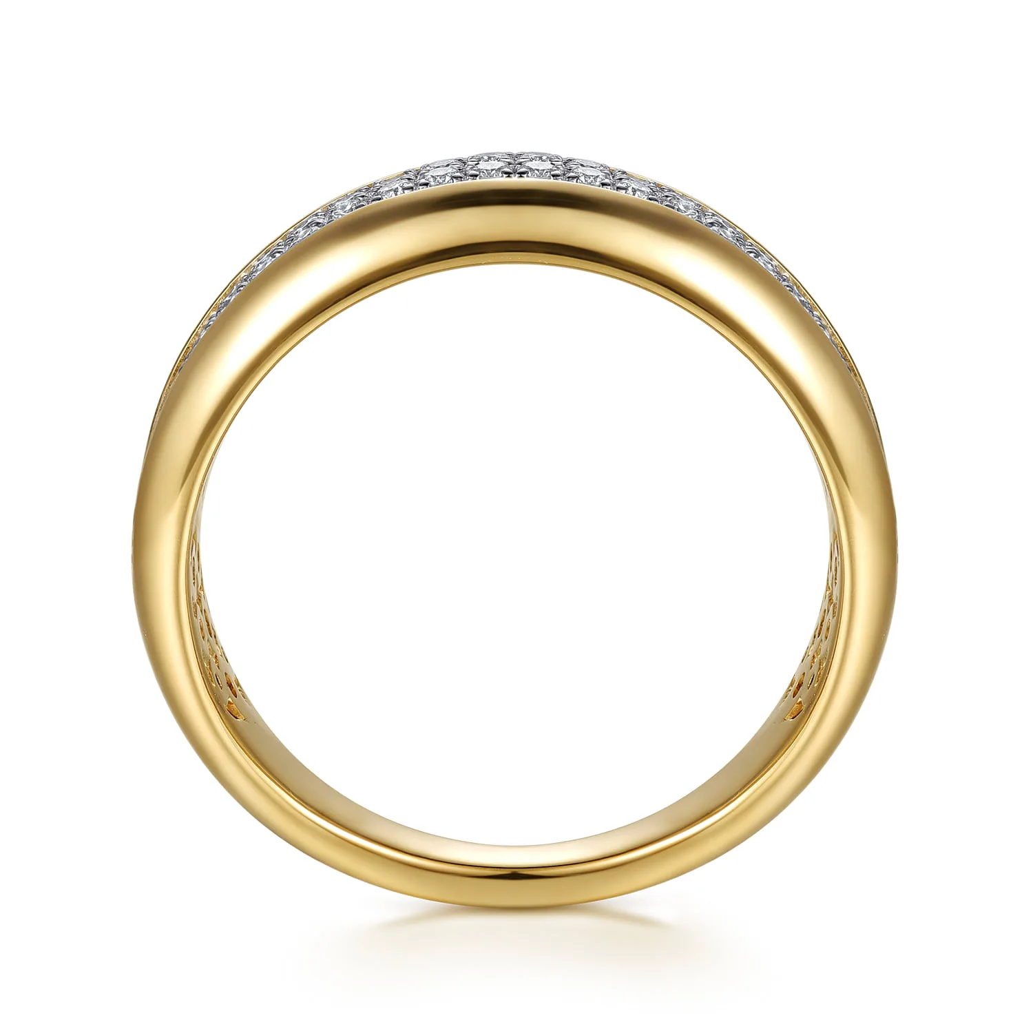 Double Row Diamond Wide Band Ring in 14K White/Yellow Gold, photograph 2