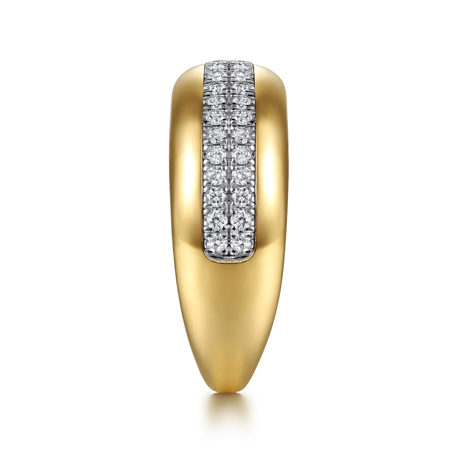Double Row Diamond Wide Band Ring in 14K White/Yellow Gold, photograph 4