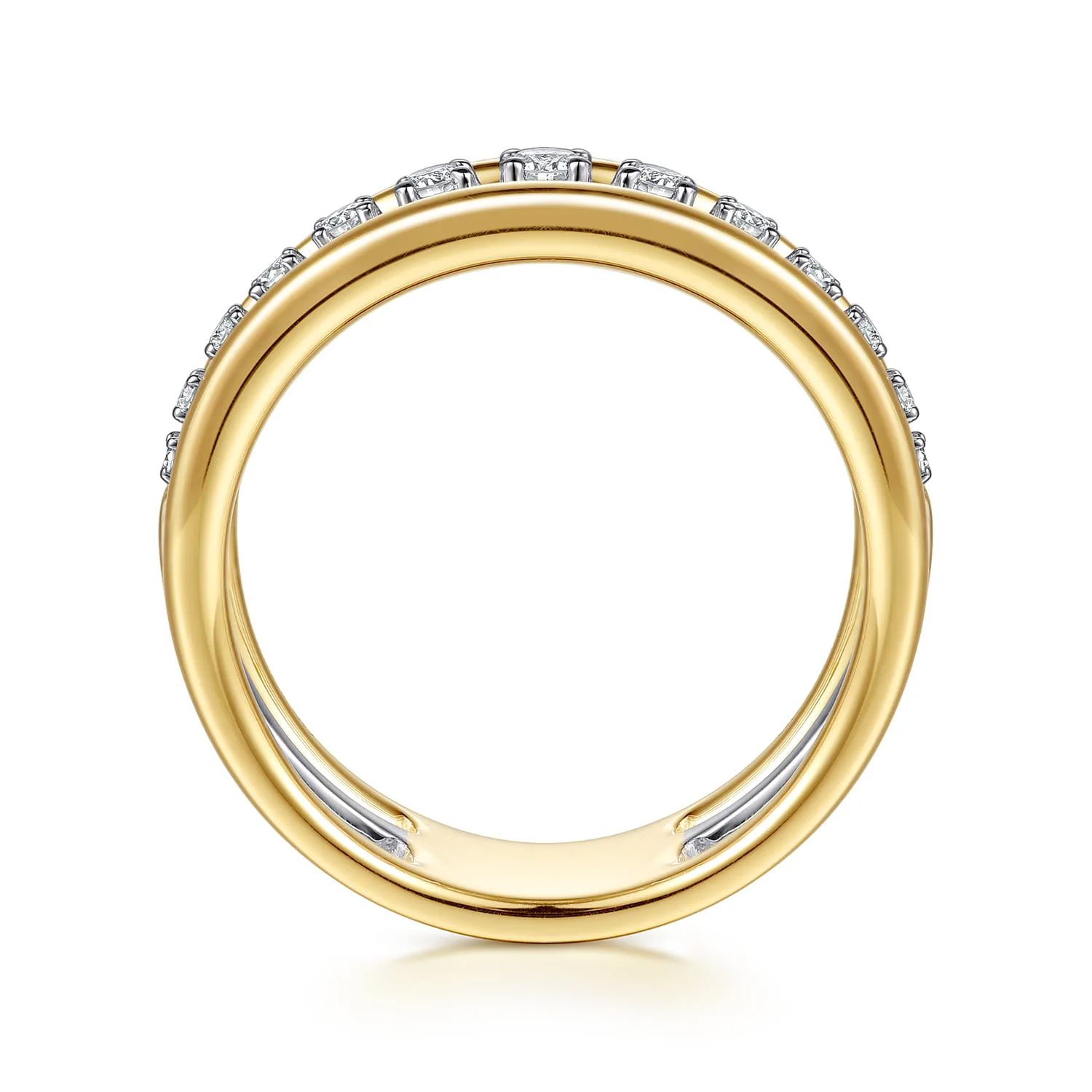 Graduating Diamond Easy Stackable Ring in 14K White/Yellow Gold, photograph 2