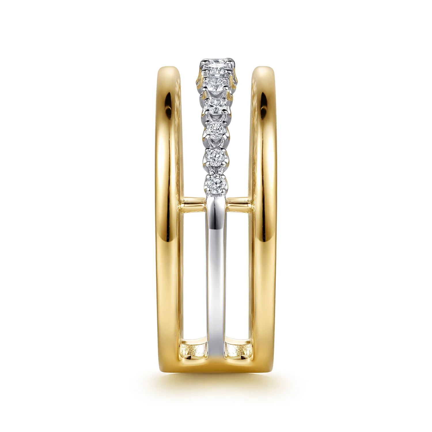 Graduating Diamond Easy Stackable Ring in 14K White/Yellow Gold, photograph 4