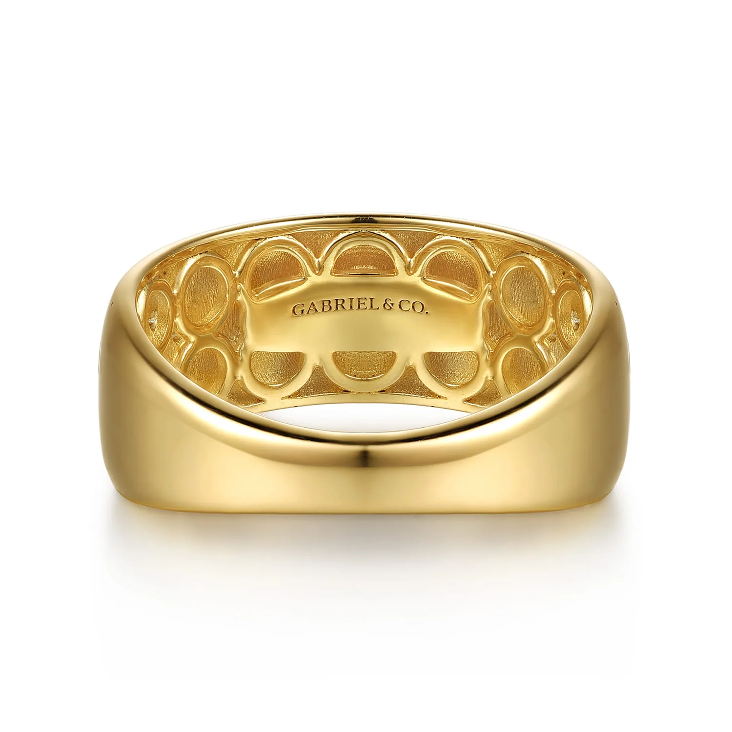 Diamond Clover Station Wide Band Ring in 14K Yellow Gold, photograph 5
