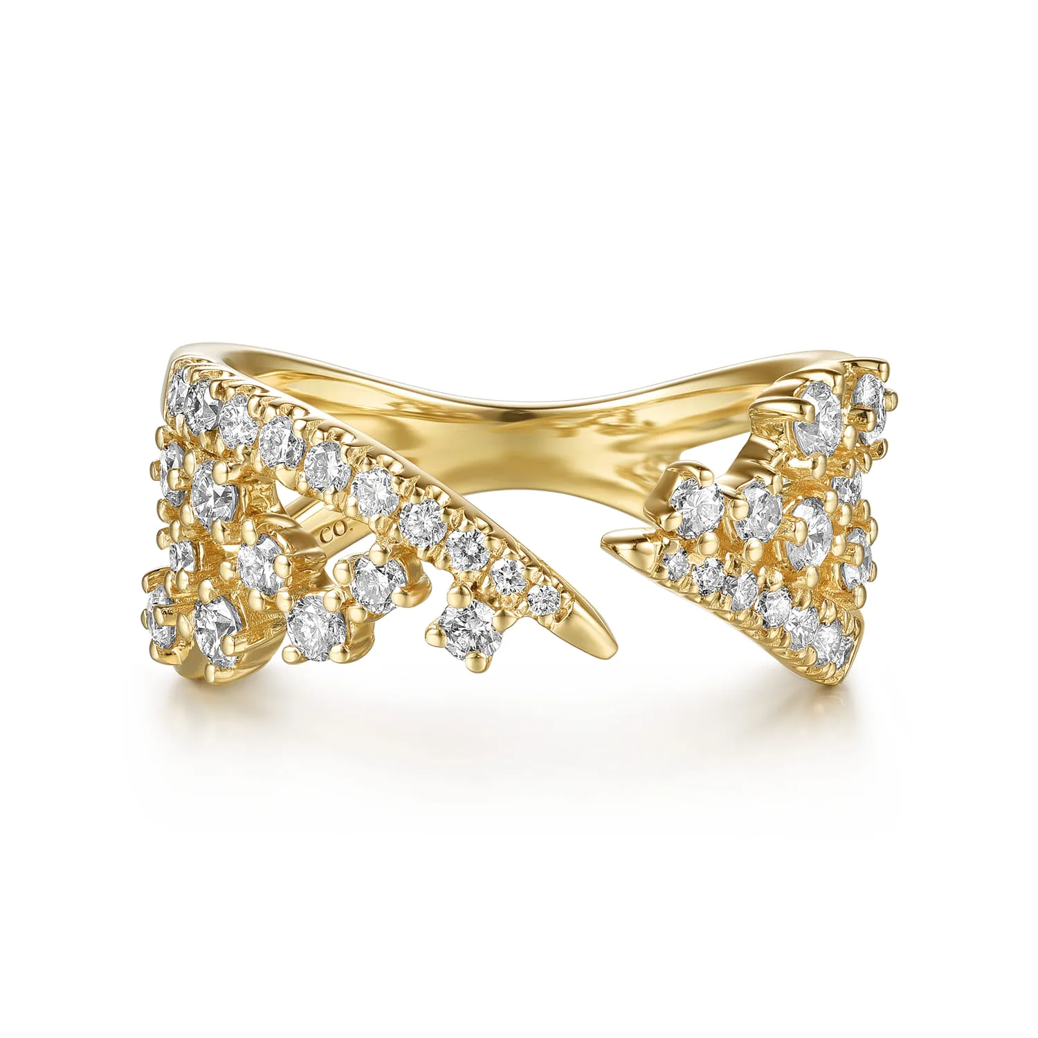 Spike Diamond And Waterfall Bypass Ring