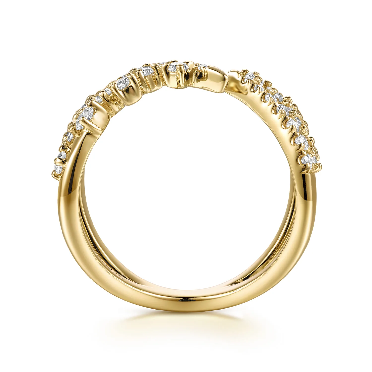 Spike Diamond And Waterfall Bypass Ring in 14K Yellow Gold, photograph 2