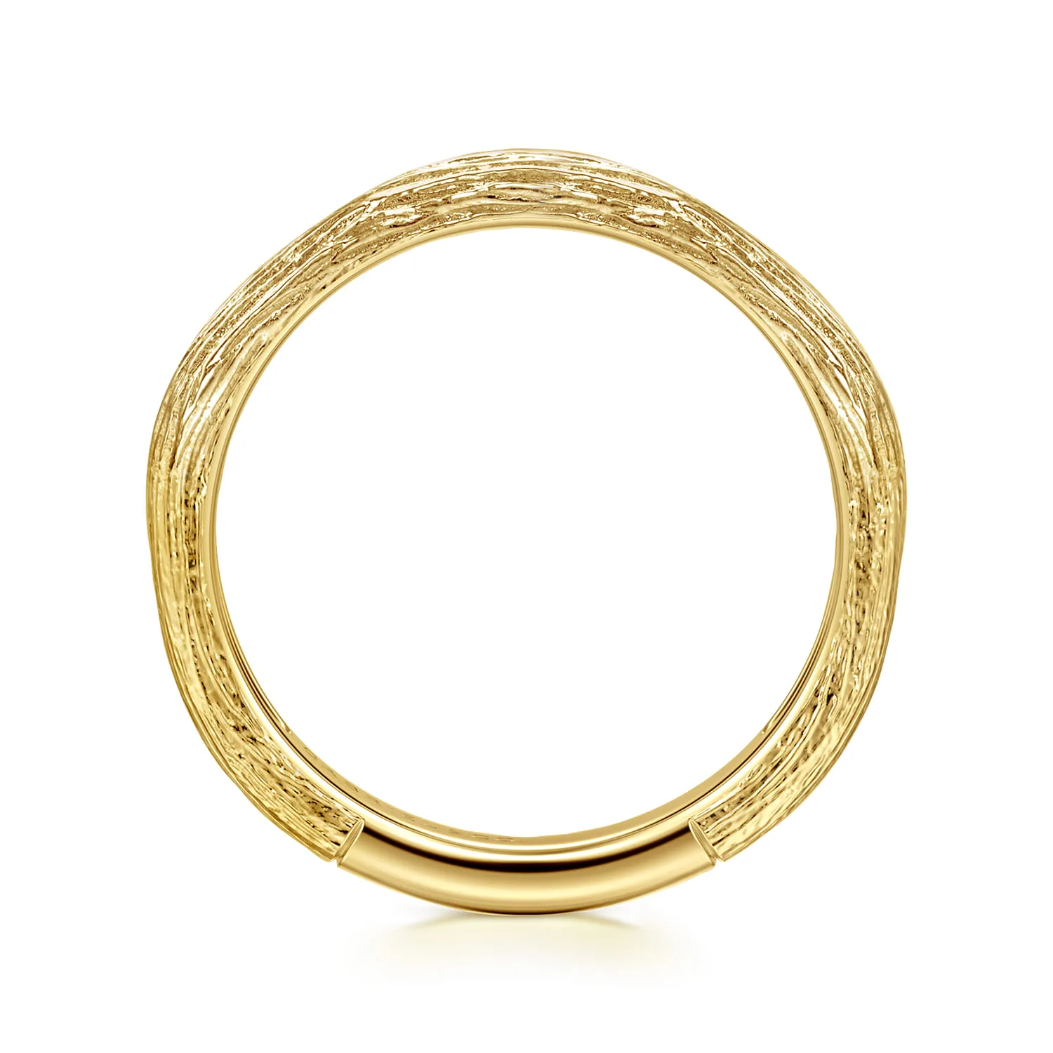 Brushed Textured Stackable Ring in 14K Yellow Gold, photograph 2