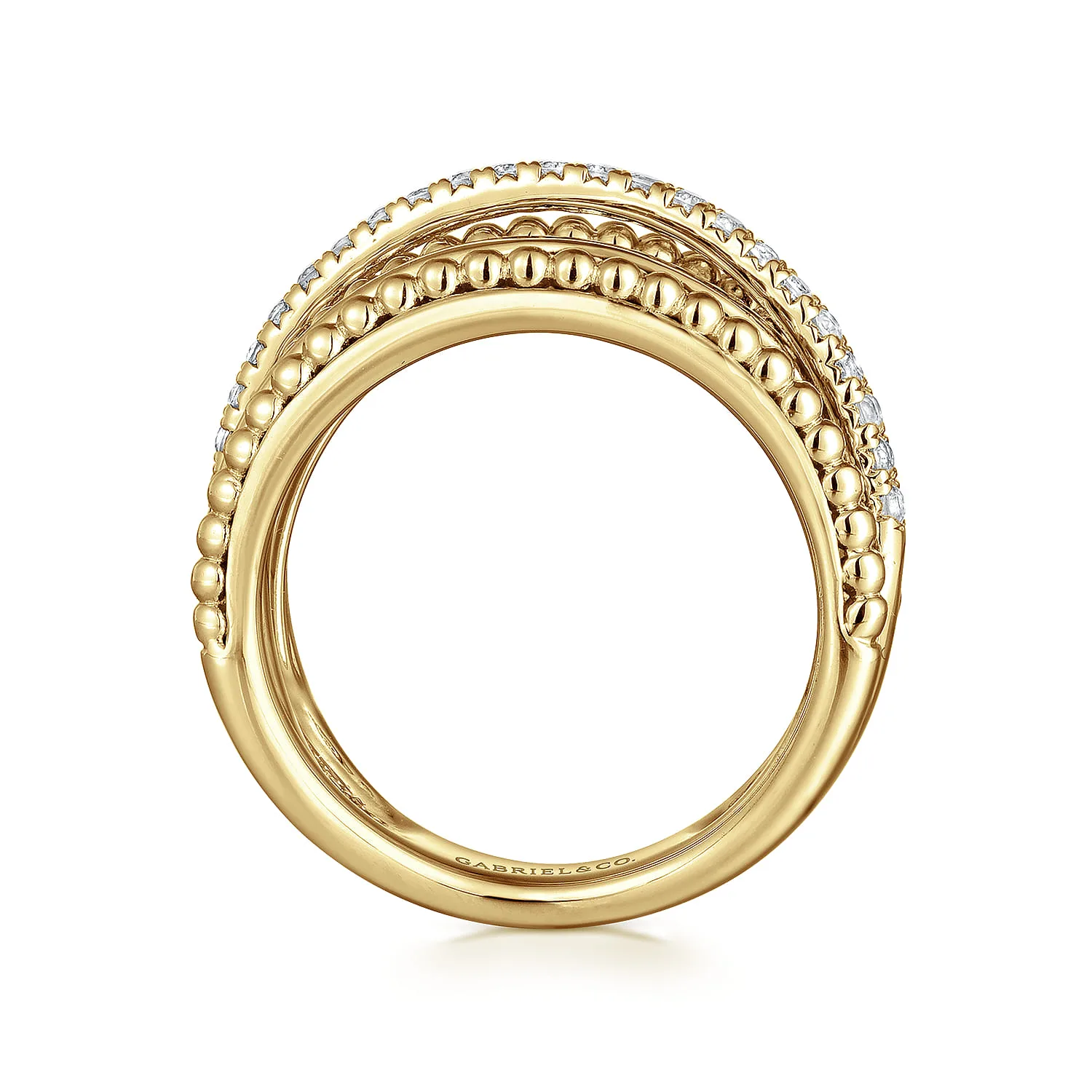 Layered Bujukan Beaded Diamond Ring in 14K Yellow Gold, photograph 2
