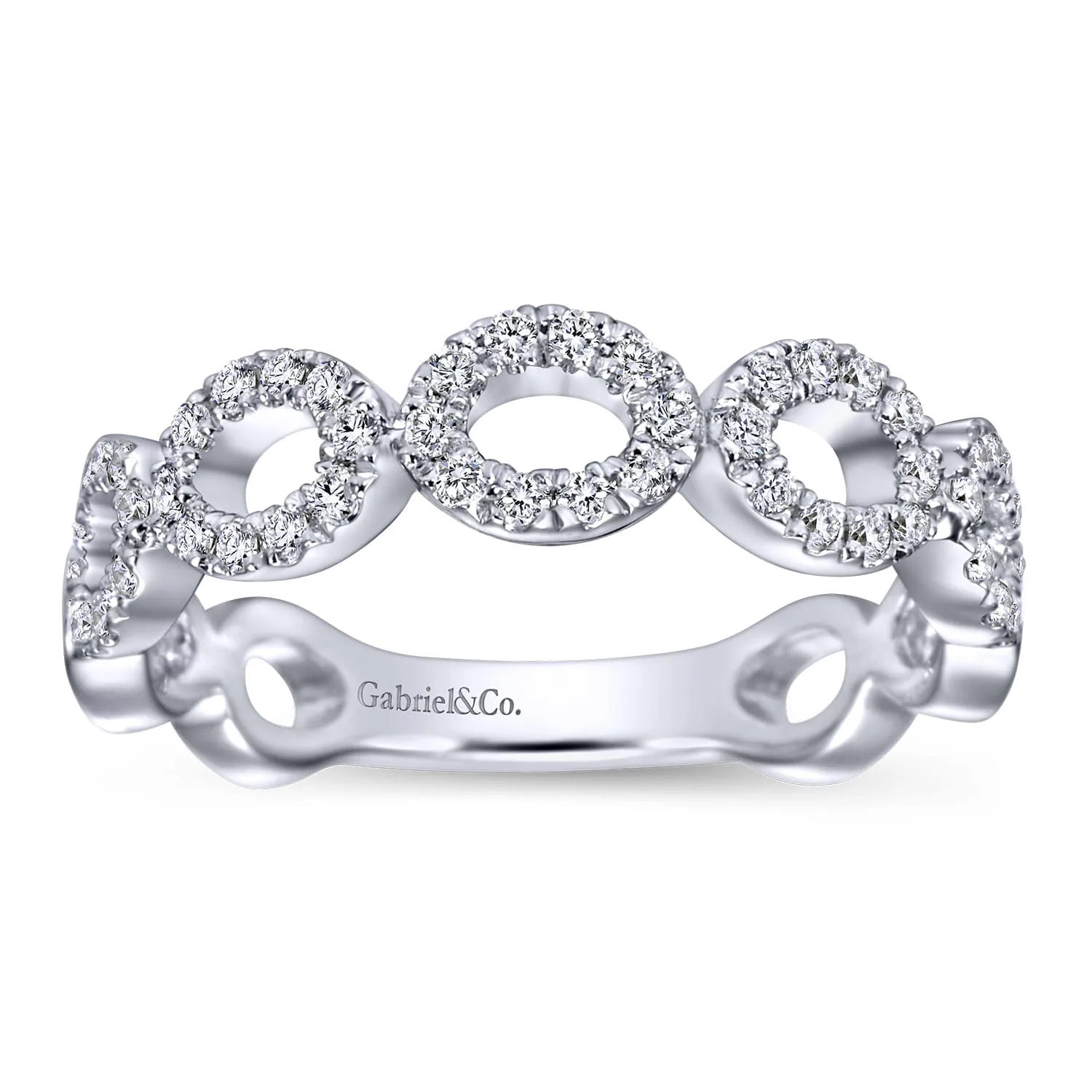 Open Circles Diamond Band in 14K White Gold, photograph 4