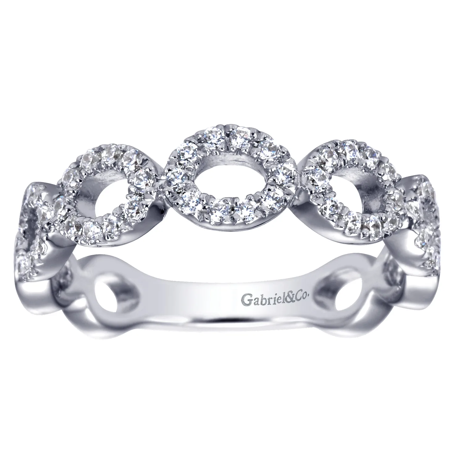 Open Circles Diamond Band in 14K White Gold, photograph 5