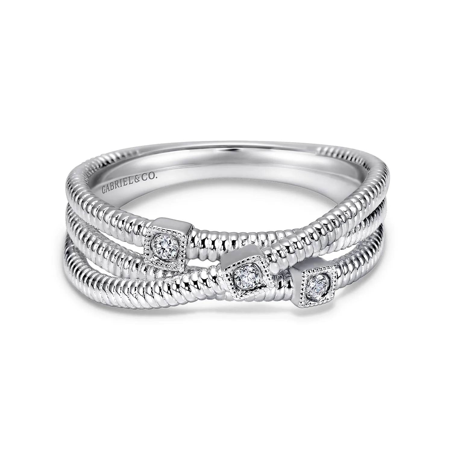 Diamond Station Criss Cross Ring