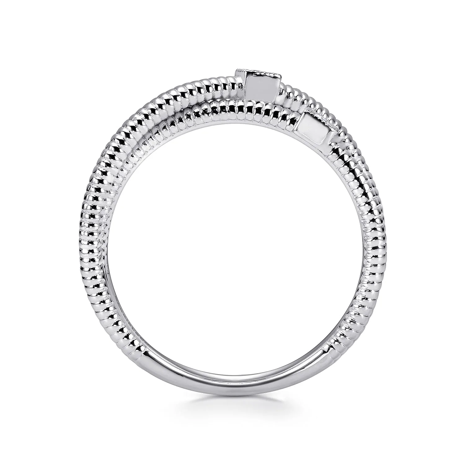 Diamond Station Criss Cross Ring in Sterling Silver, photograph 2