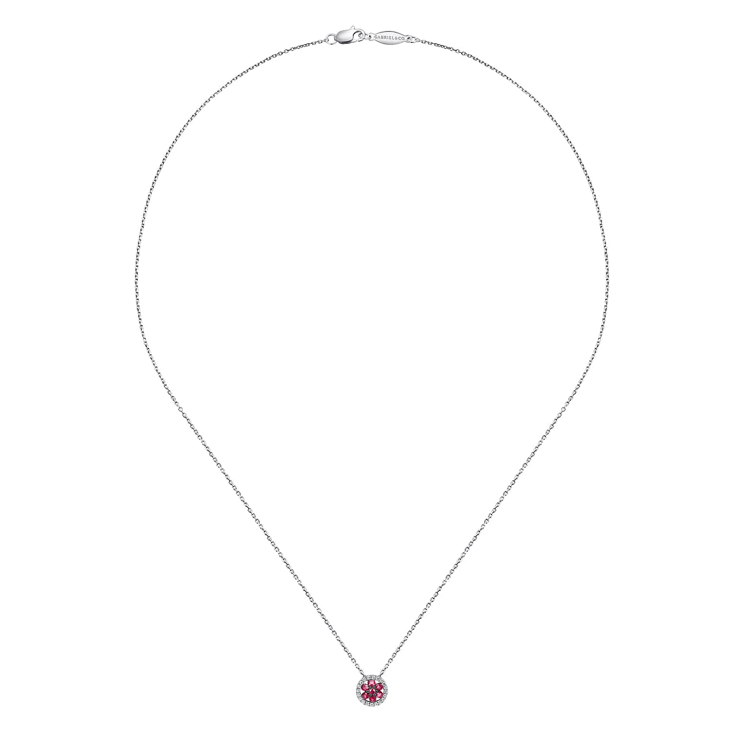 Diamond and Sapphire Necklace in 14K White Gold, photograph 2
