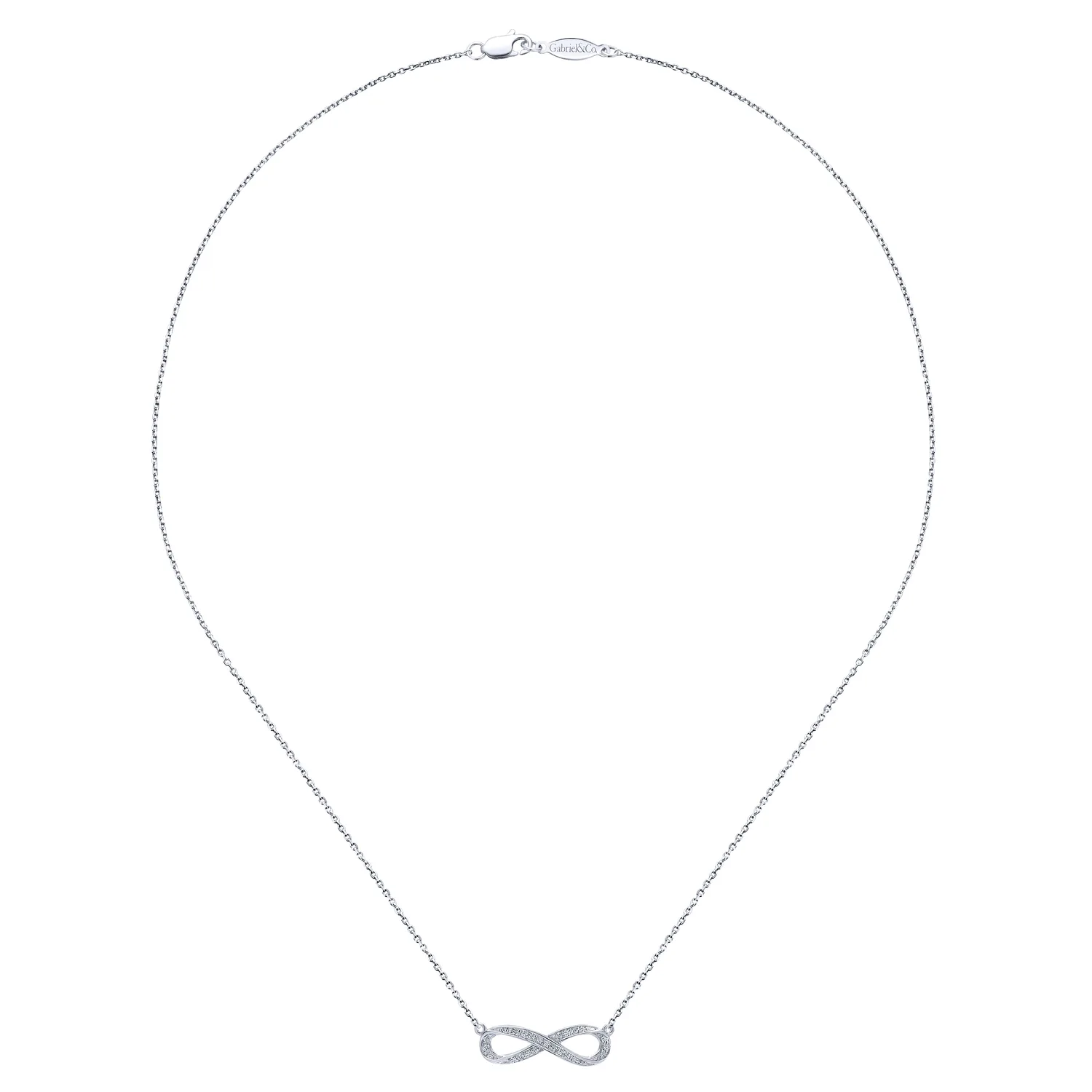 18 inch Diamond Infinity Pendant Necklace in 14K White Gold, photograph 2