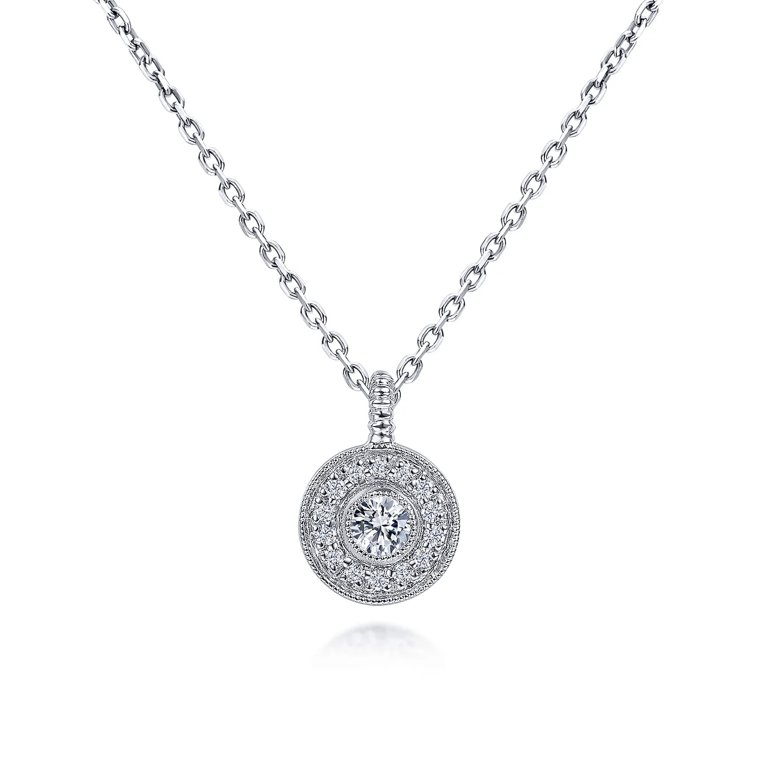 18 inch Diamond Halo Pendant Necklace