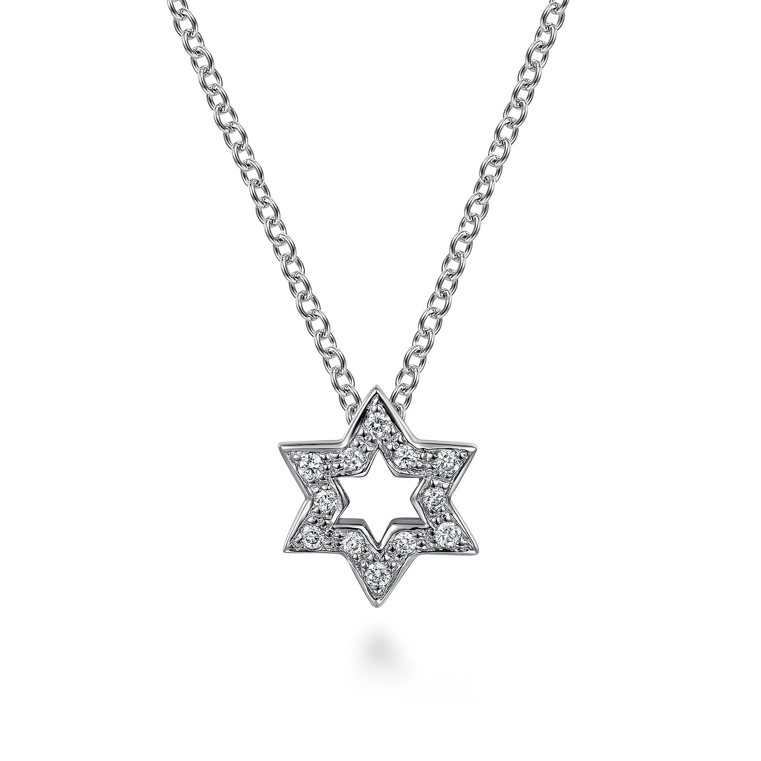 Pave Diamond Star of David Pendant Necklace
