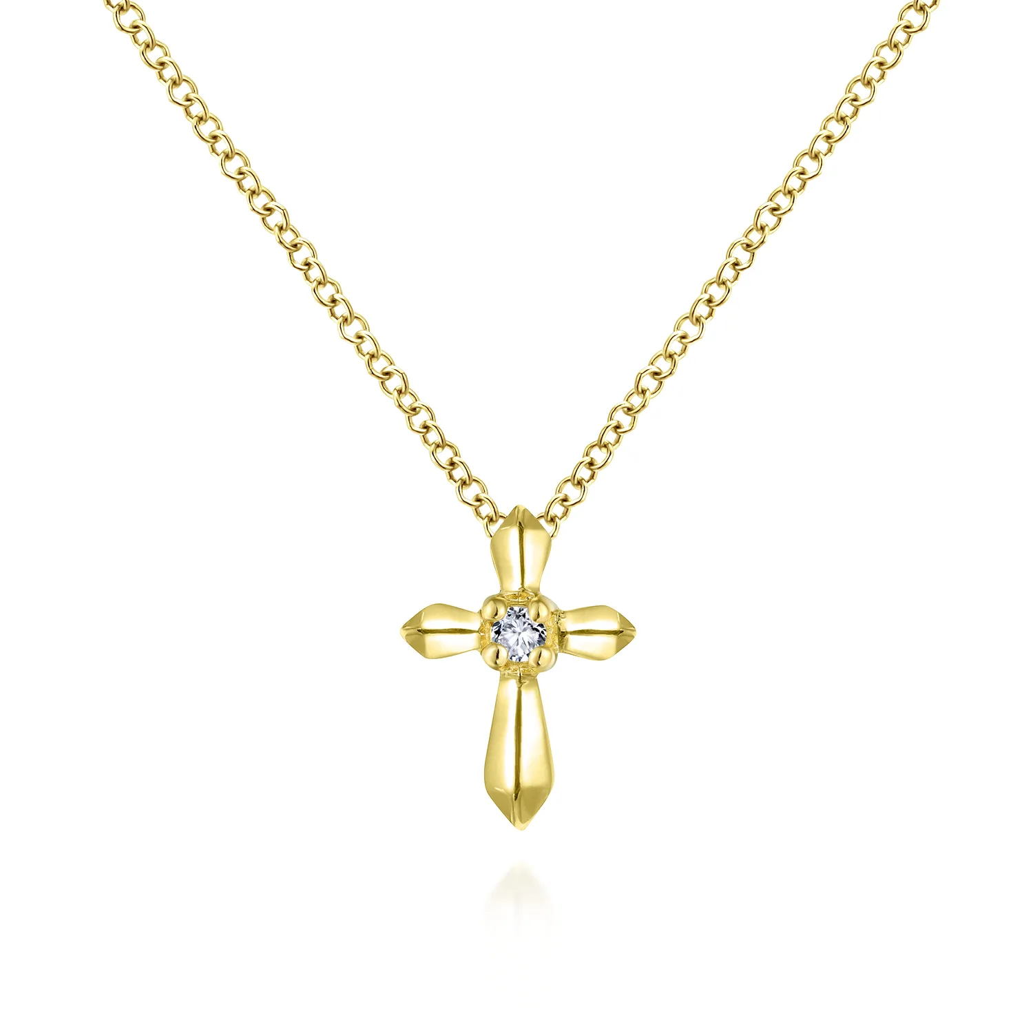 Sculpted Diamond Cross Pendant Necklace
