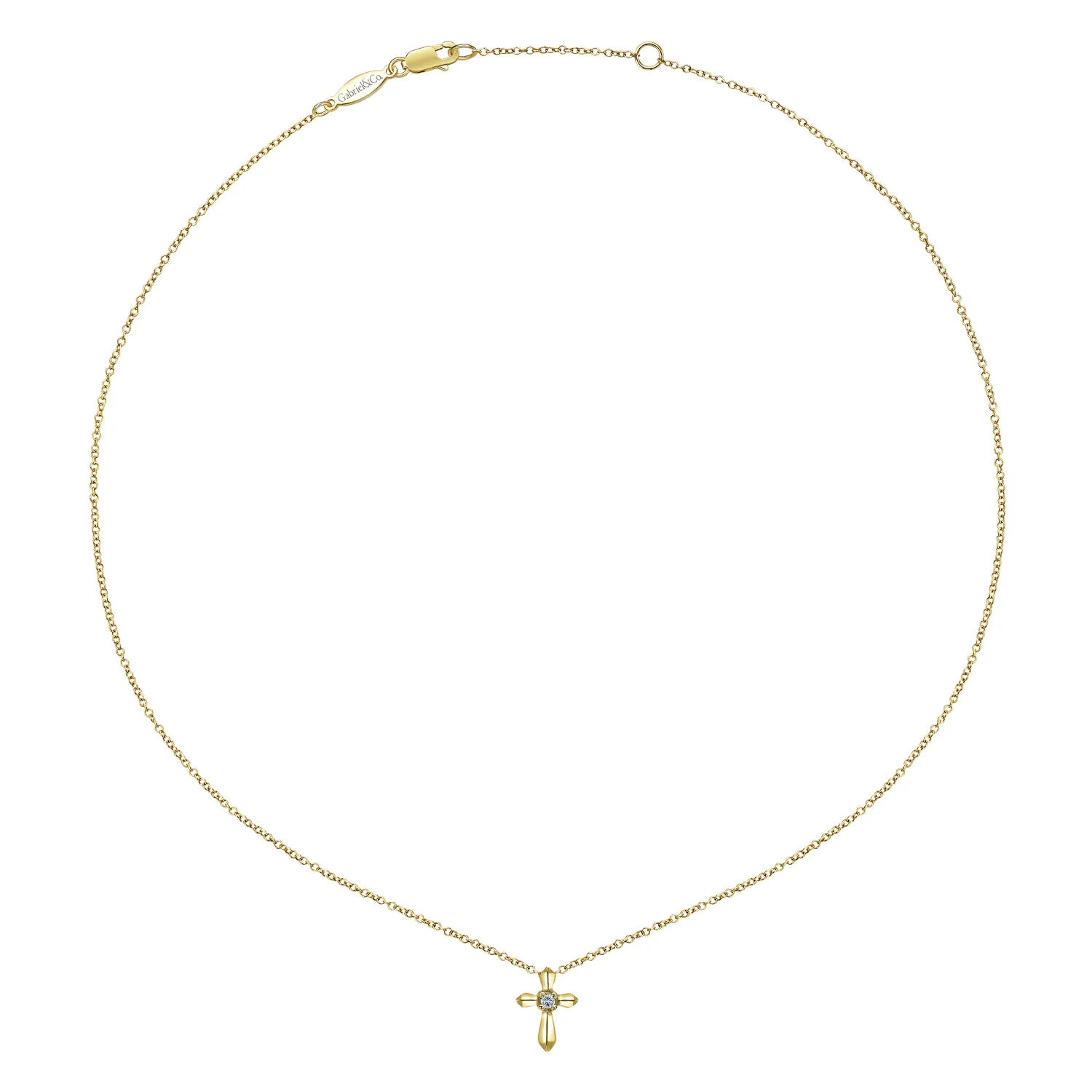 Sculpted Diamond Cross Pendant Necklace in 14K Yellow Gold, photograph 2
