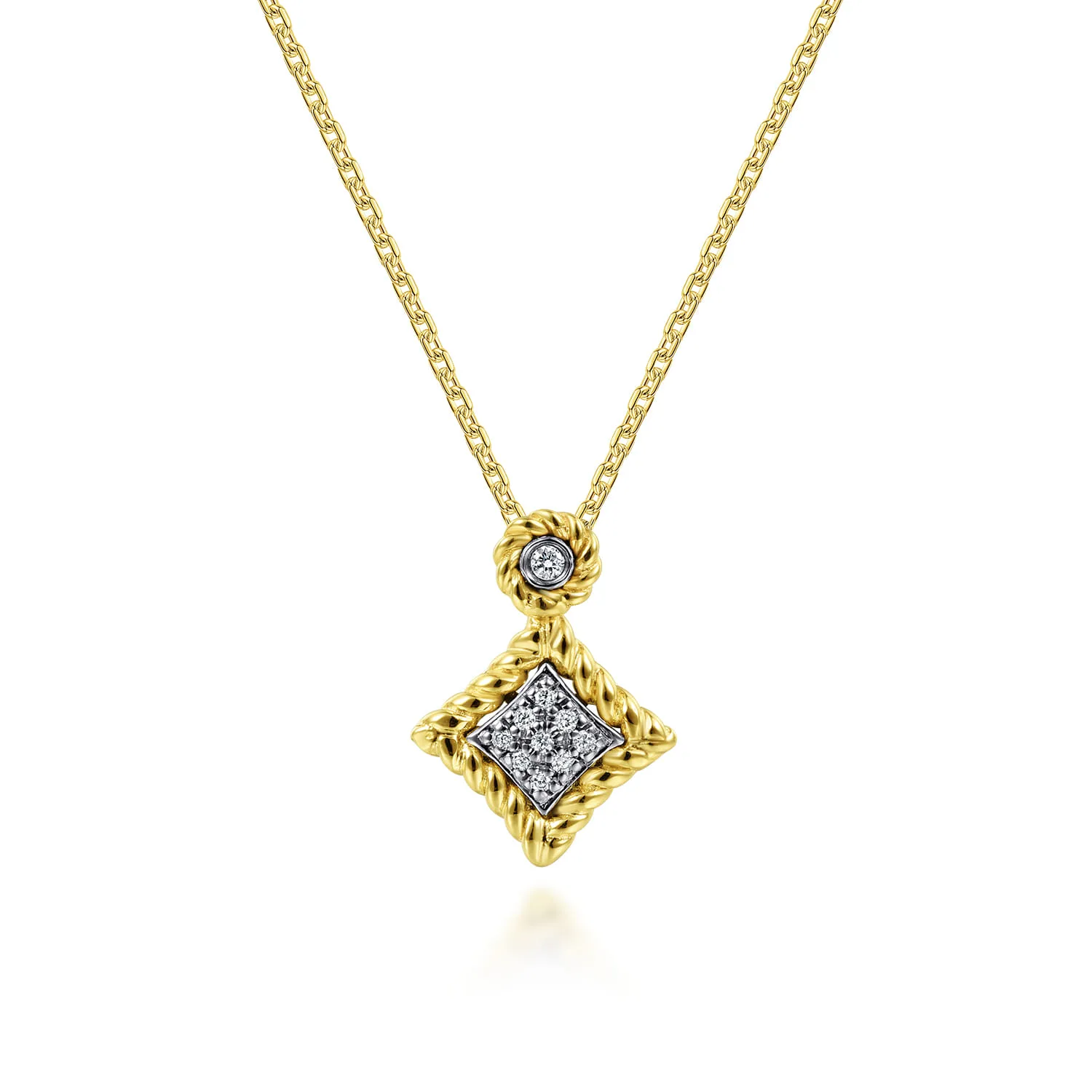 18 inch Twisted Geometric Diamond Pendant Necklace