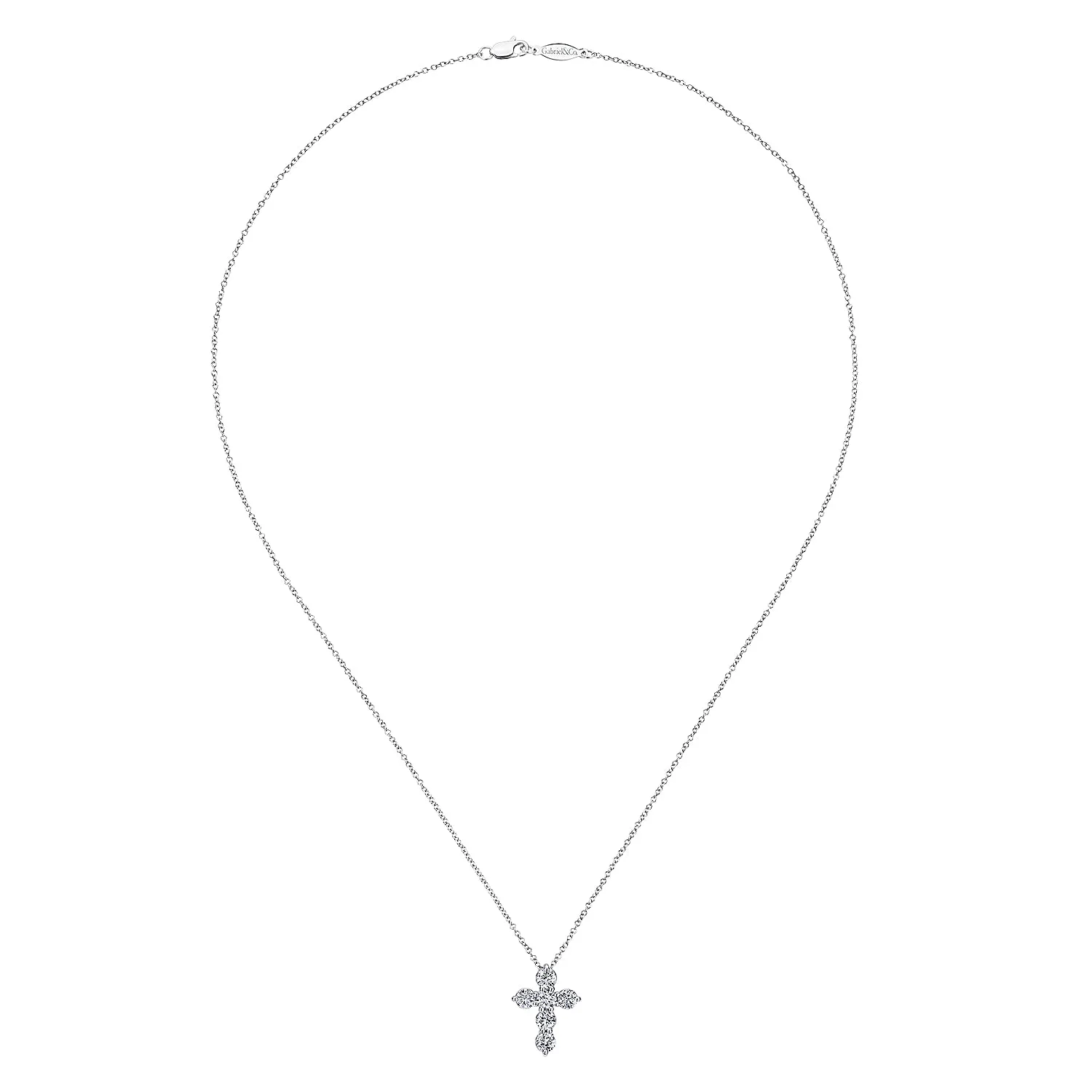 18 inch Diamond Cross Pendant Necklace in 14K White Gold, photograph 2
