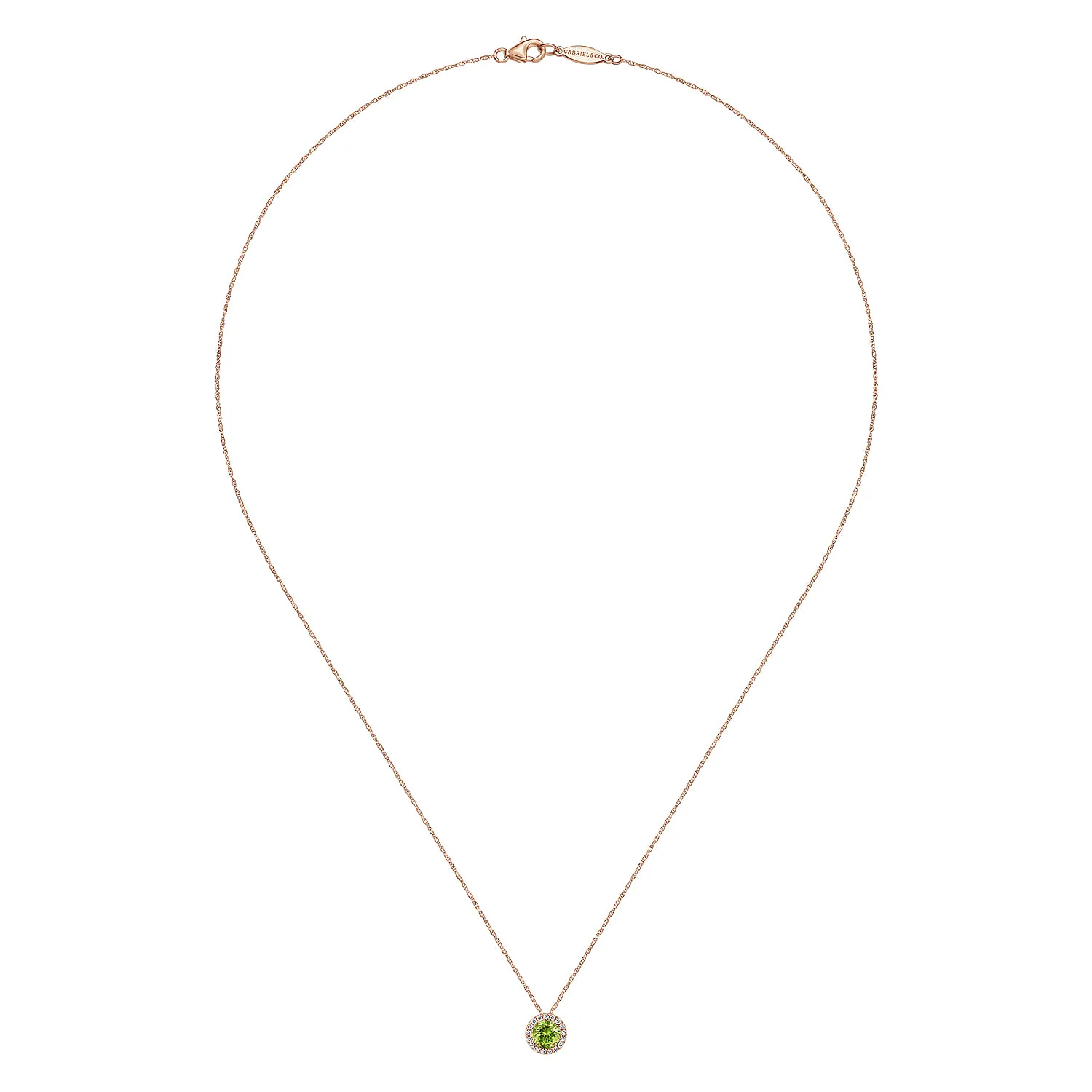 Peridot Pendant Necklace in 14K Rose Gold, photograph 2