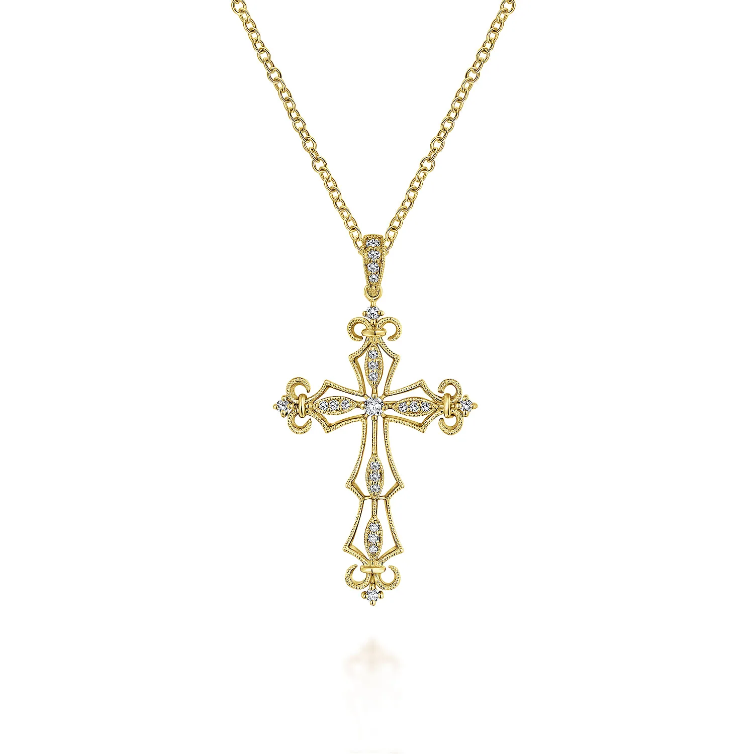 18 inch Open Diamond Cross Pendant Necklace