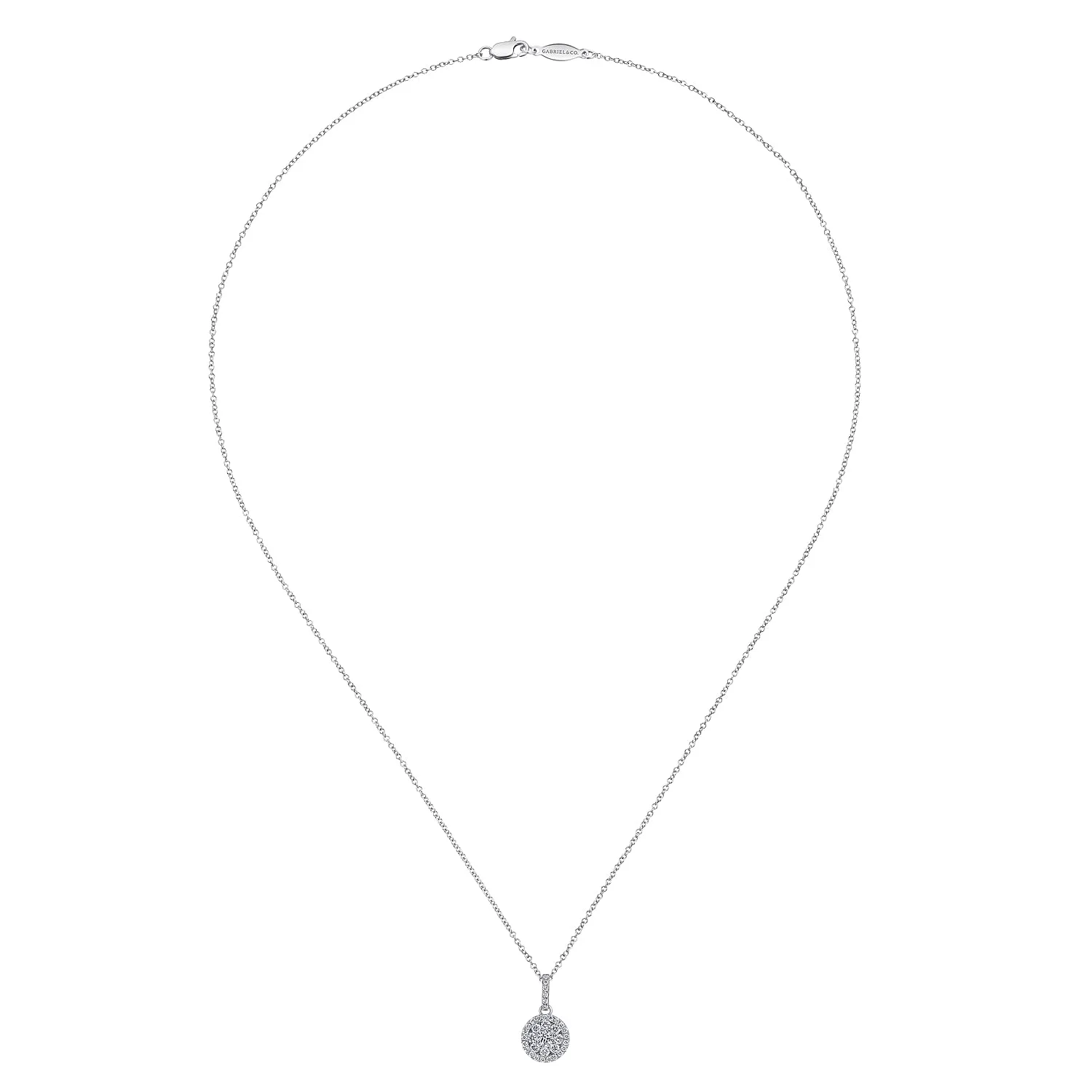 18 inch Diamond Pave Pendant Necklace in 14K White Gold, photograph 2