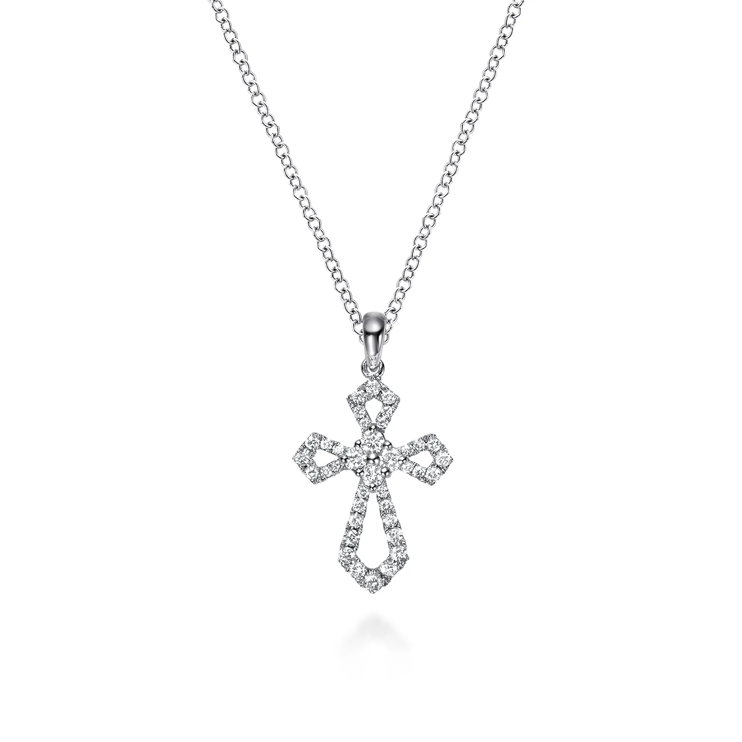 18 inch Open Diamond Cross Pendant Necklace
