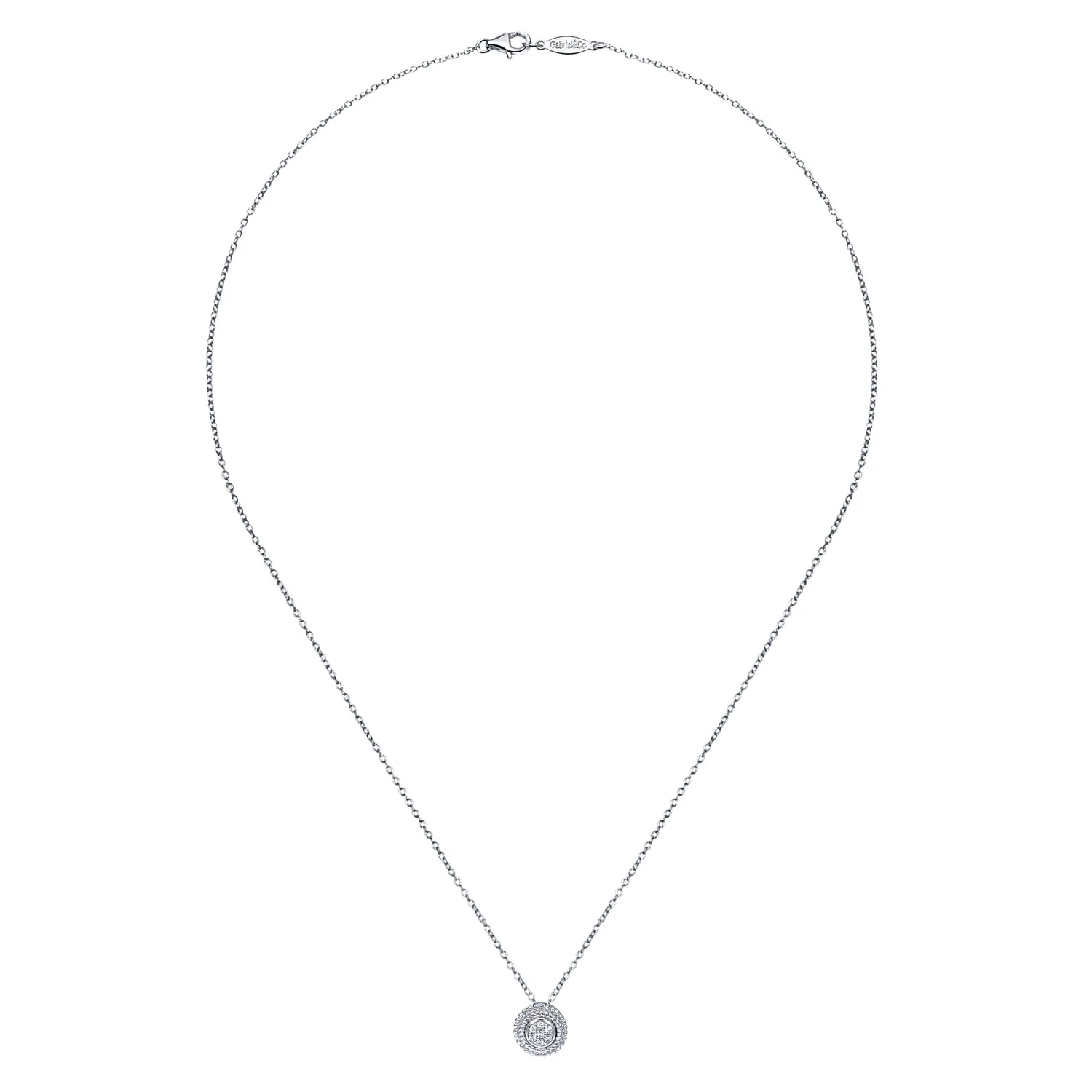 Diamond Cluster Pendant Necklace in Sterling Silver, photograph 2