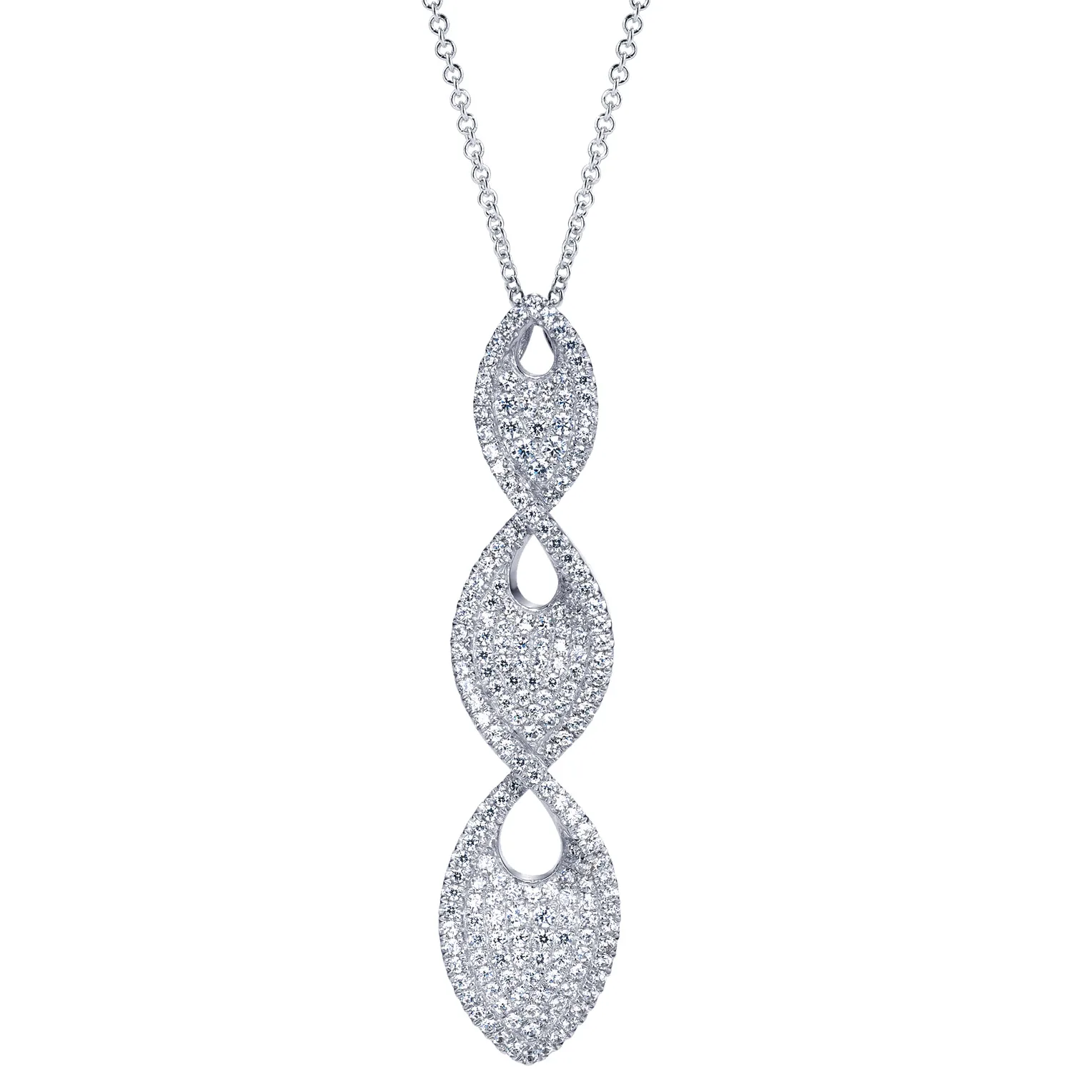 18 inch Triple Pave Diamond Pendant Necklace
