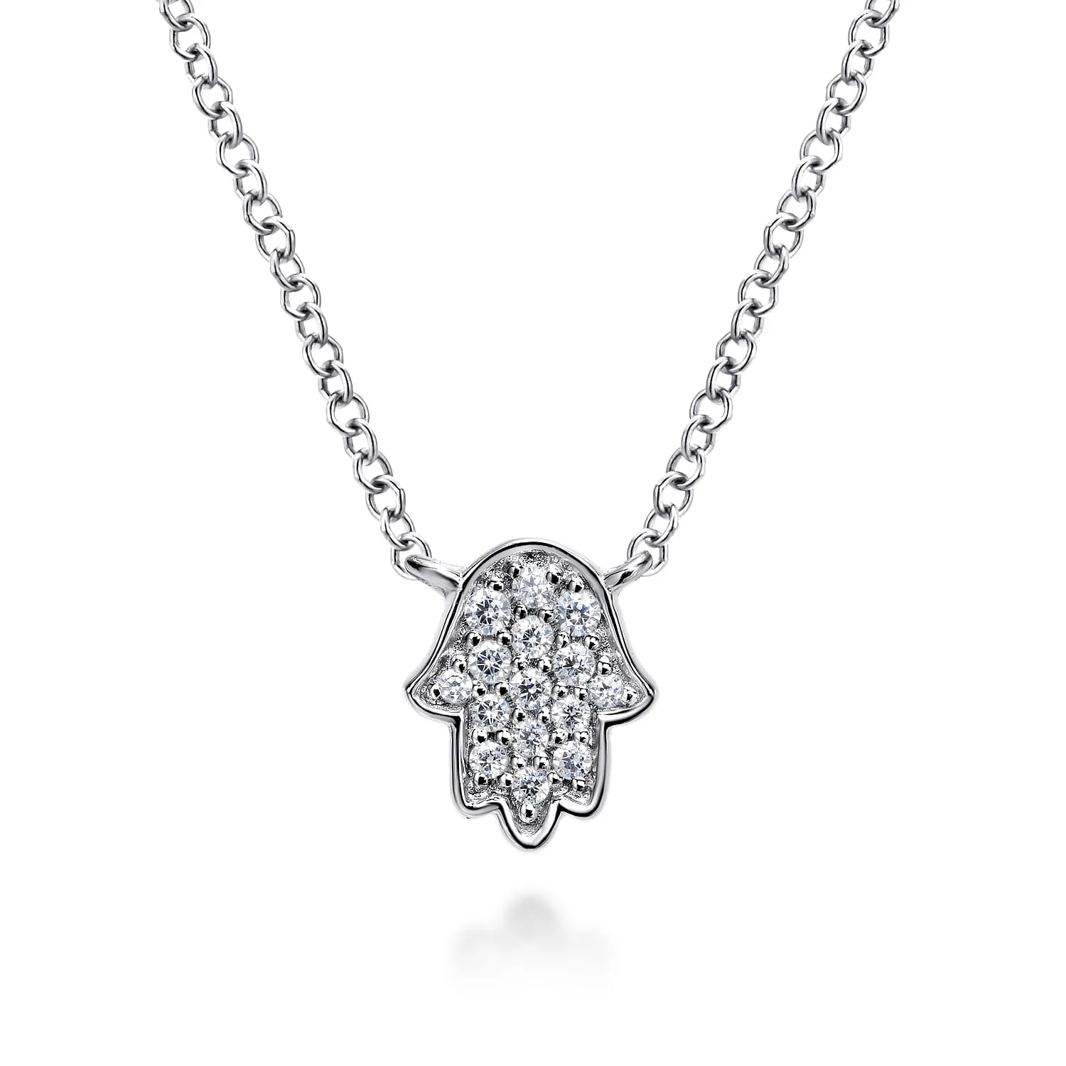 Pave Diamond Hamsa Pendant Necklace