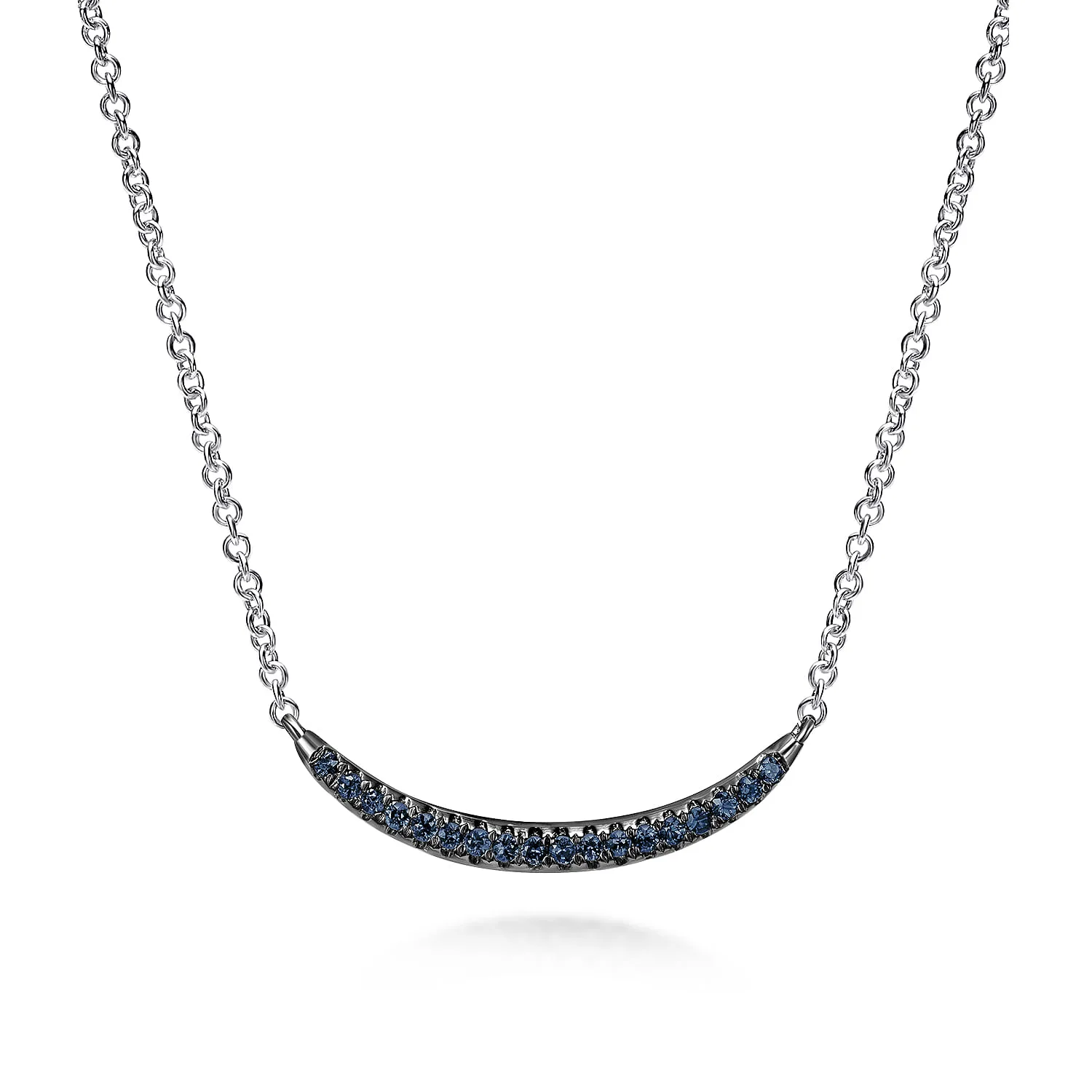 18 inch and Sapphire Curved Bar Necklace