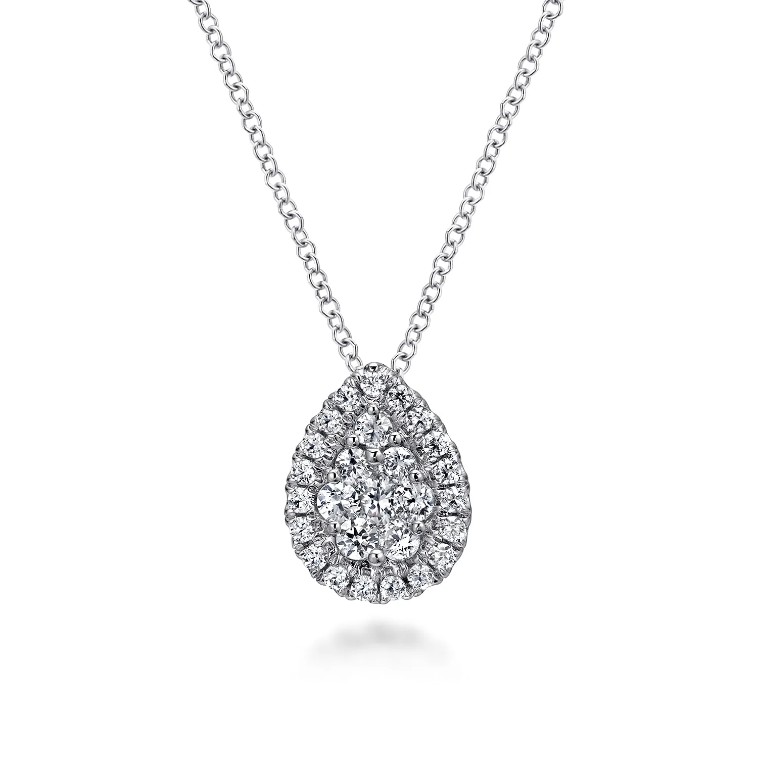 18 inch Pave Diamond Teardrop Pendant Necklace