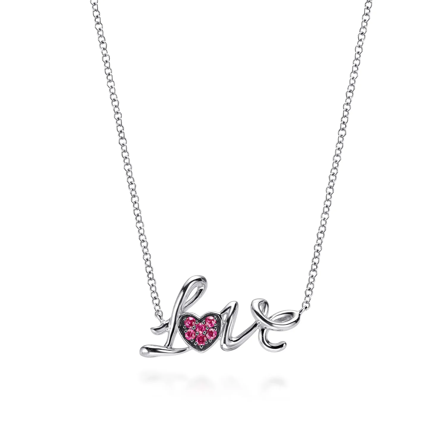 18 inch Ruby Pave Love Necklace