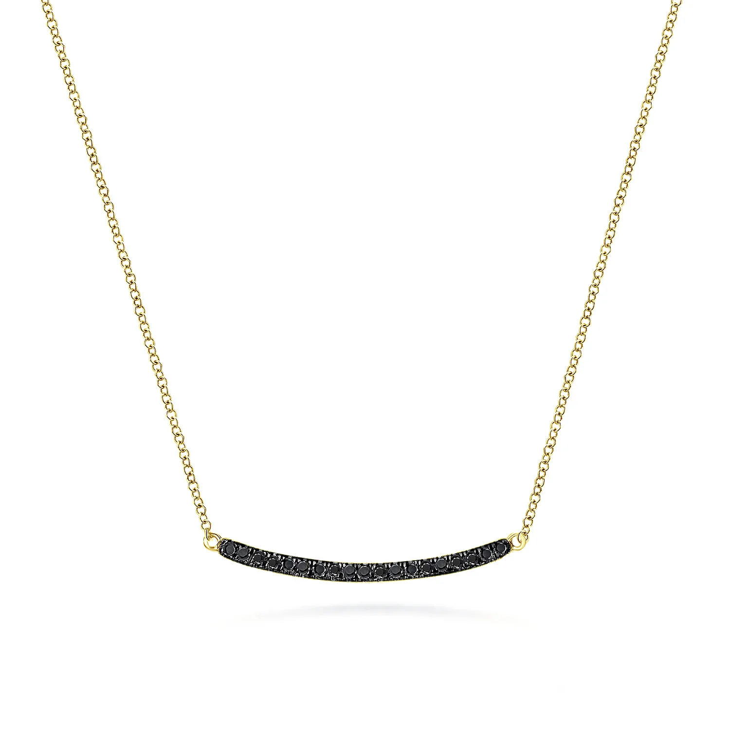 18 inch Black Diamond Pave Curved Bar Necklace