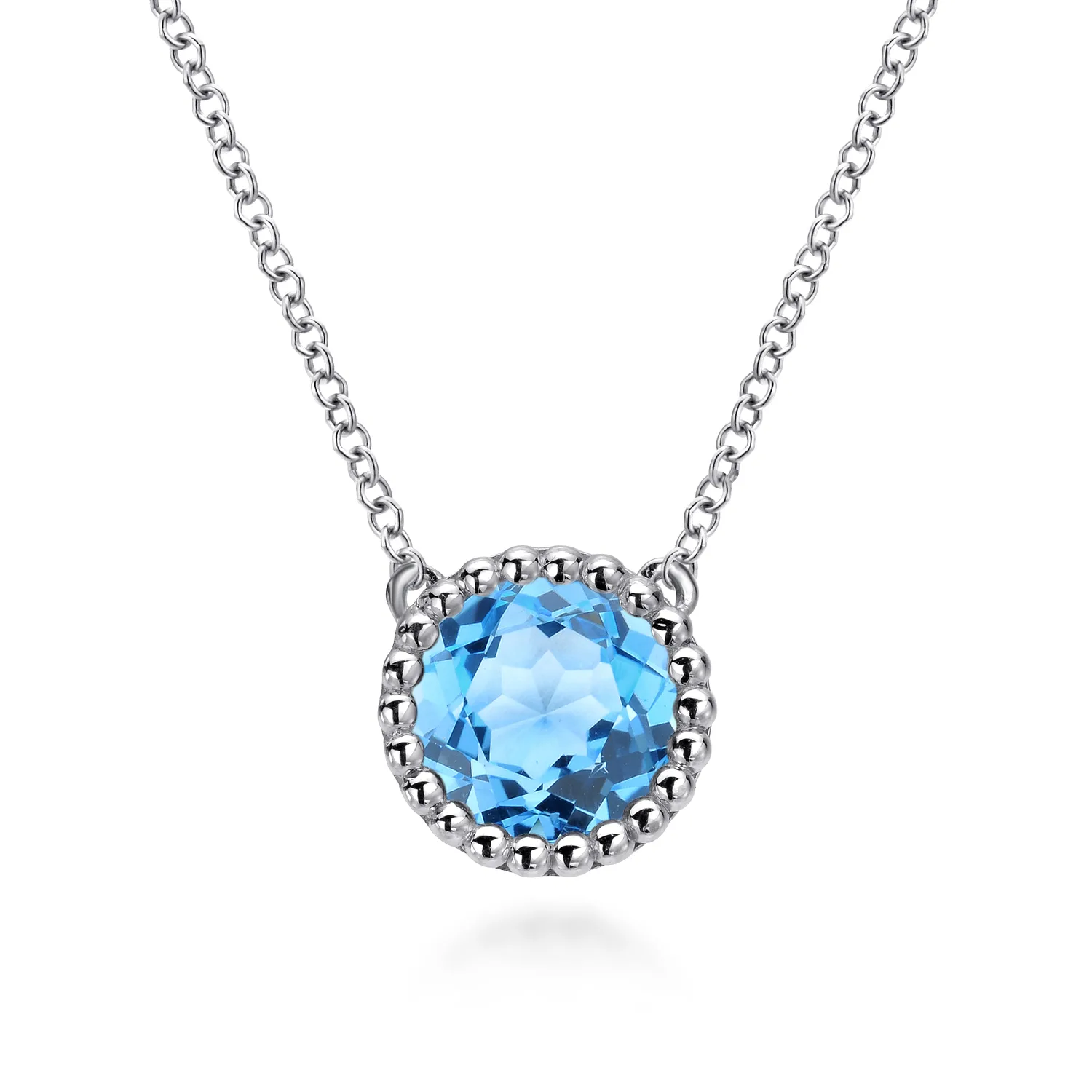 Swiss Blue Topaz Pendant Necklace