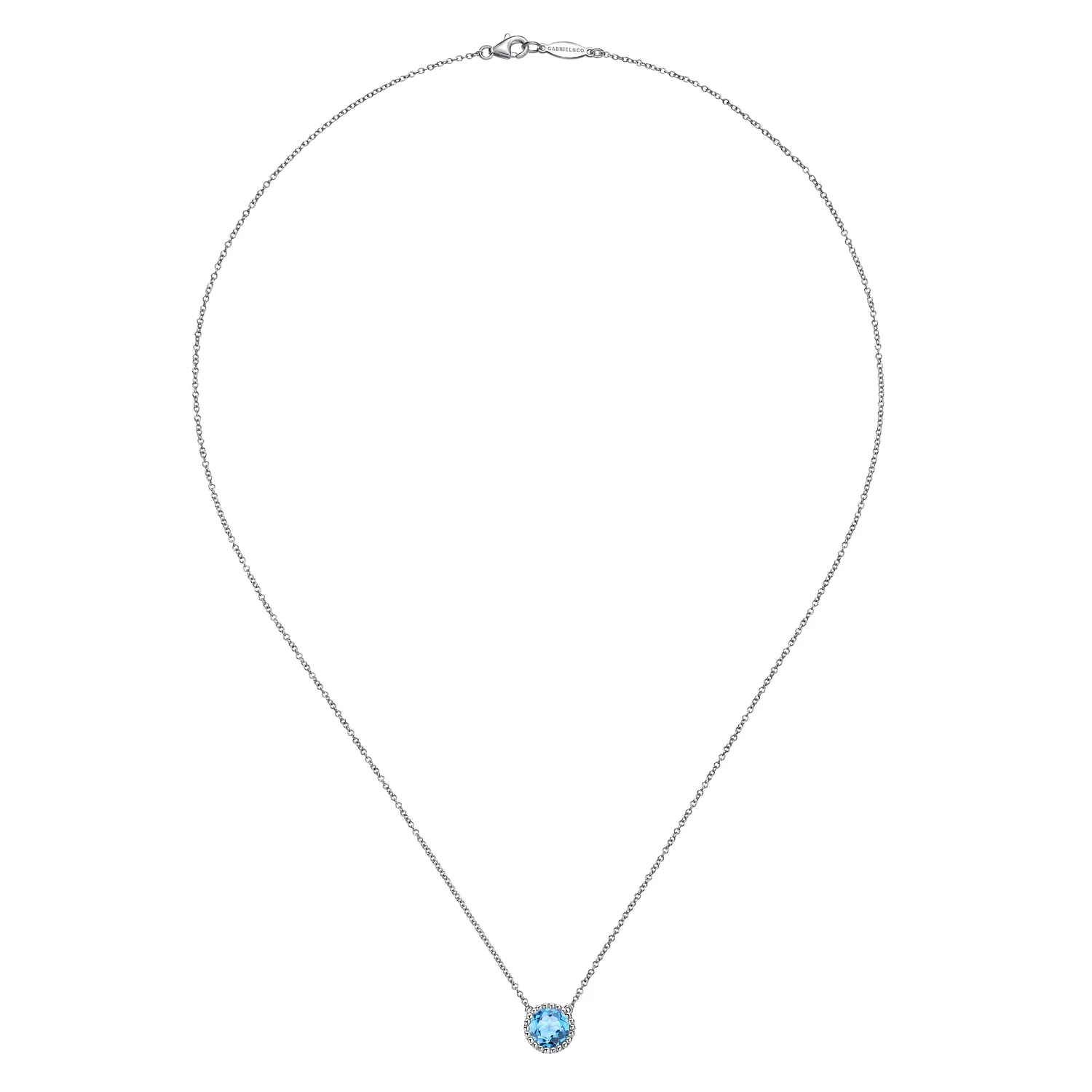 Swiss Blue Topaz Pendant Necklace in Sterling Silver, photograph 2