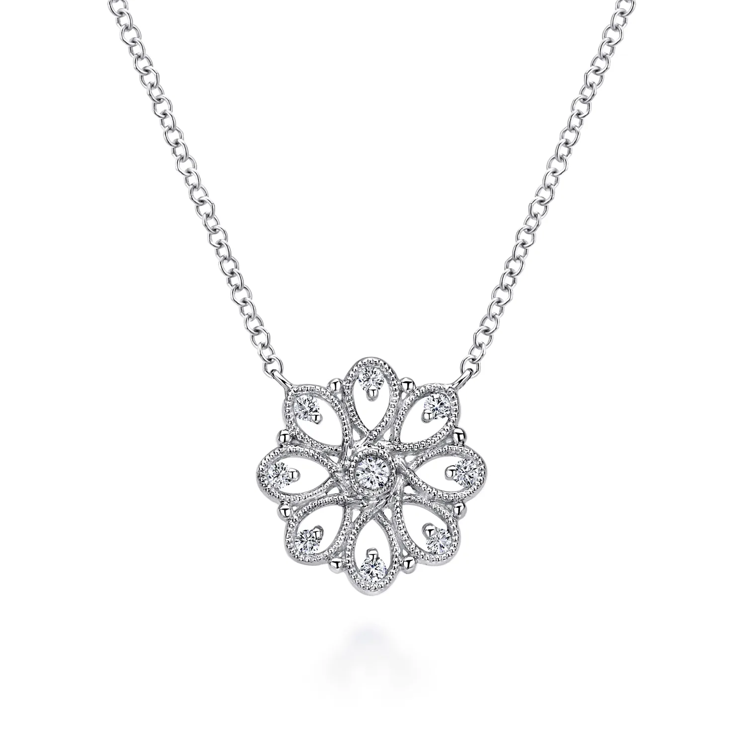 18 inch White Sapphire Filigree Pendant Necklace