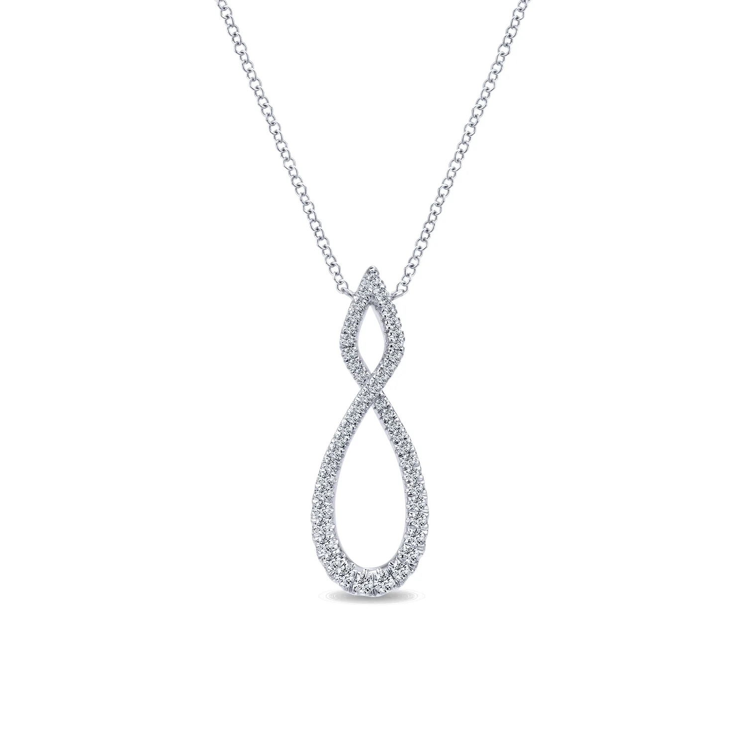 Open Diamond Pave Twisted Pendant Necklace