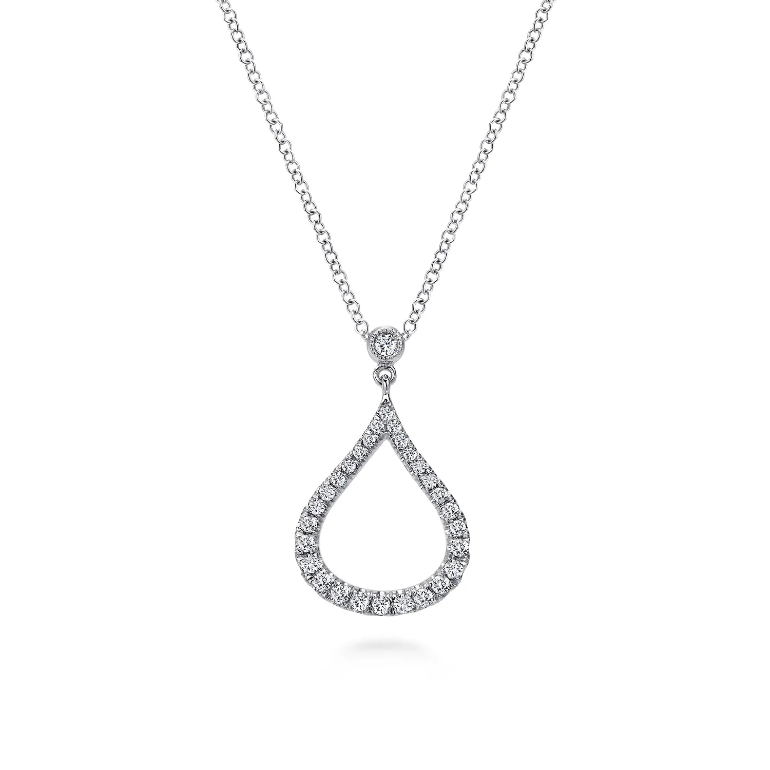 Diamond Pave Teardrop Pendant Necklace