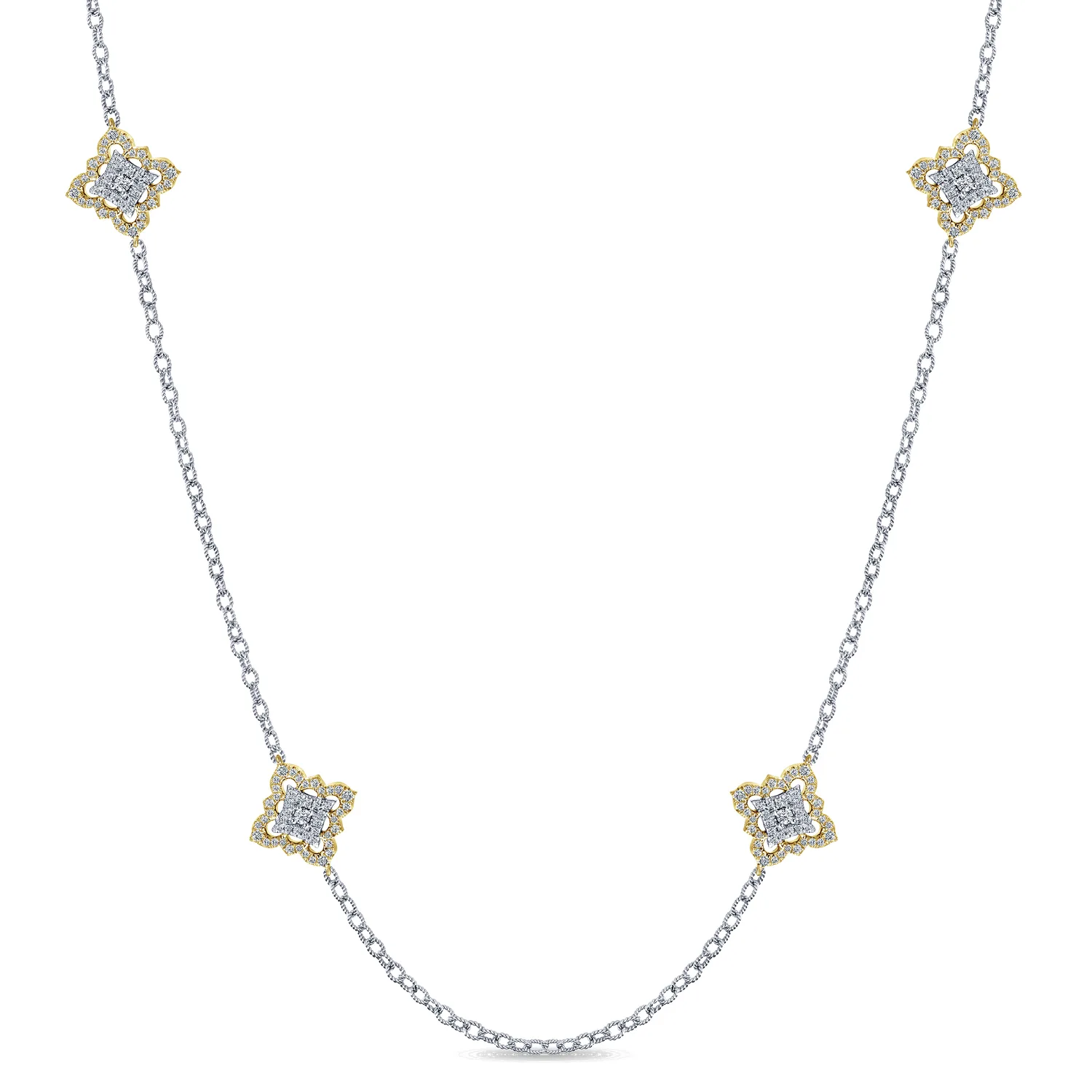 32 inch Filligree and Diamond Station Necklace