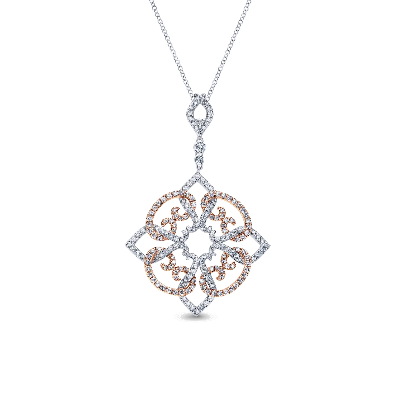 18 inch Floral Diamond Pendant Necklace