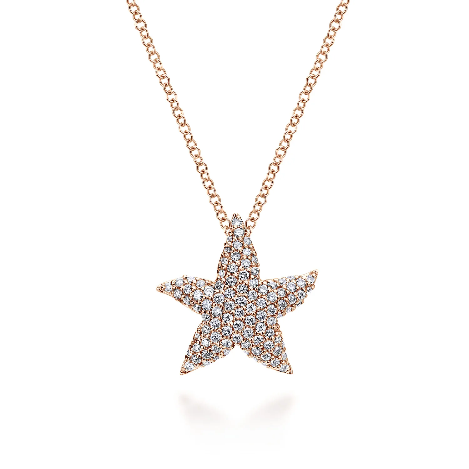 18 inch Pave Diamond Starfish Pendant Necklace