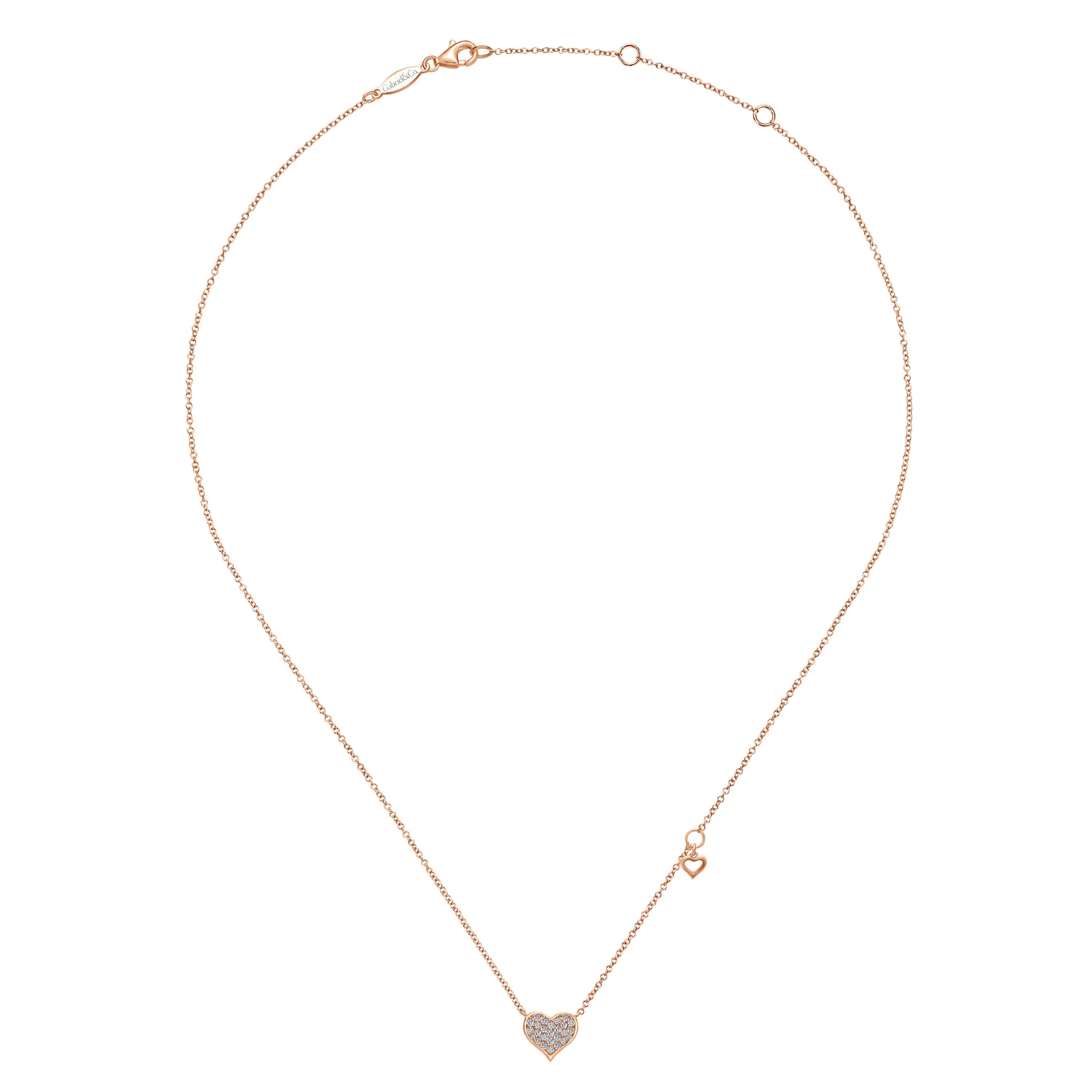 Diamond Pave Pendant Necklace in 14K Rose Gold, photograph 2