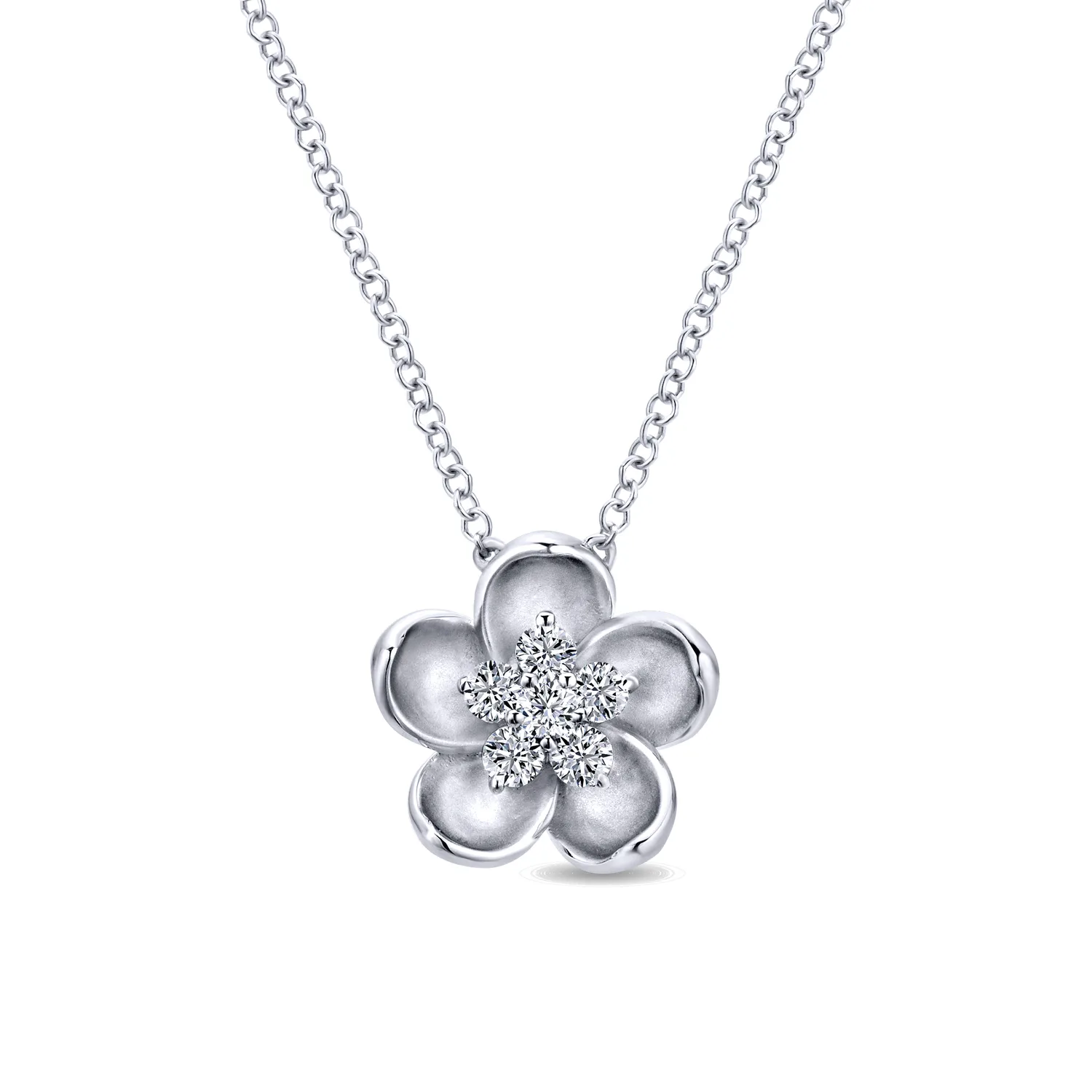 Sculpted Flower Pendant Necklace