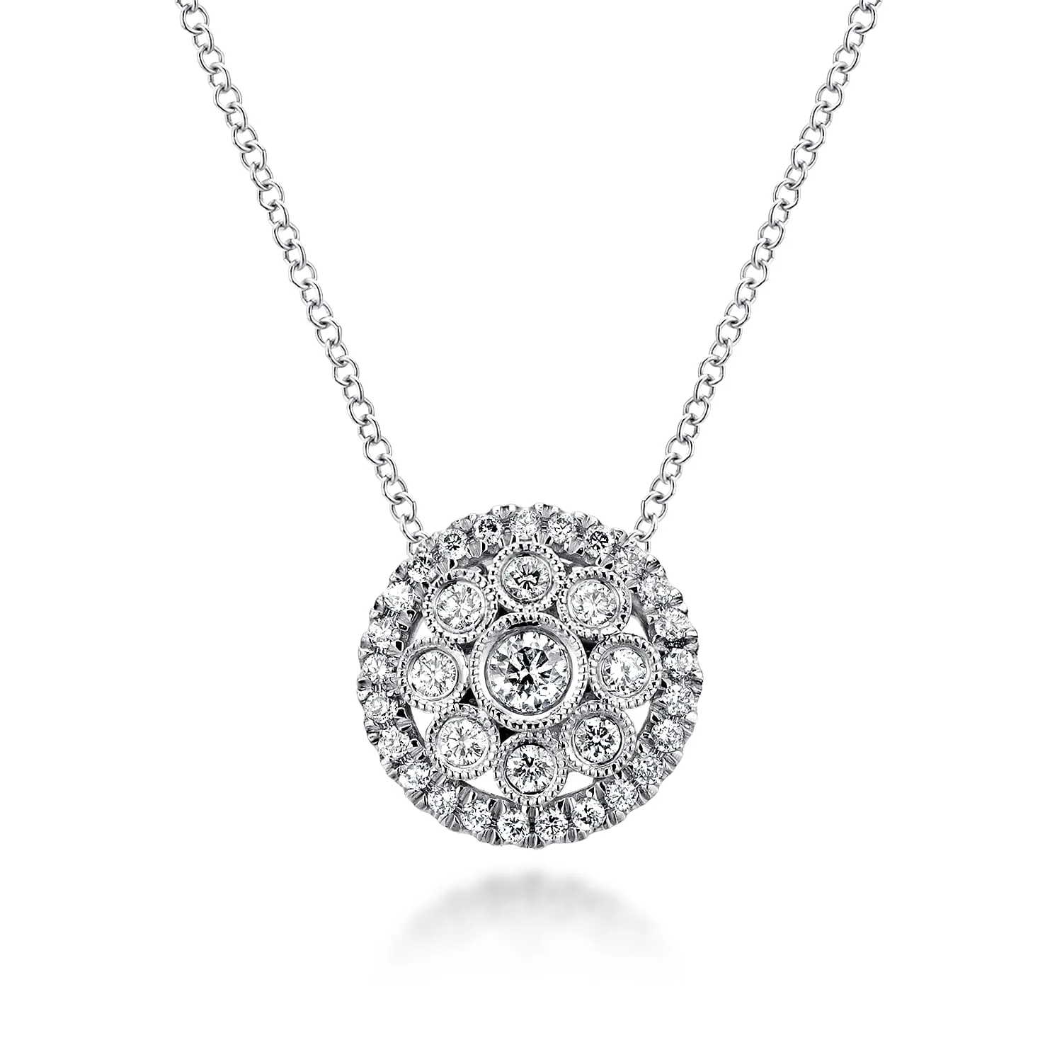 Floral Diamond Pendant Necklace