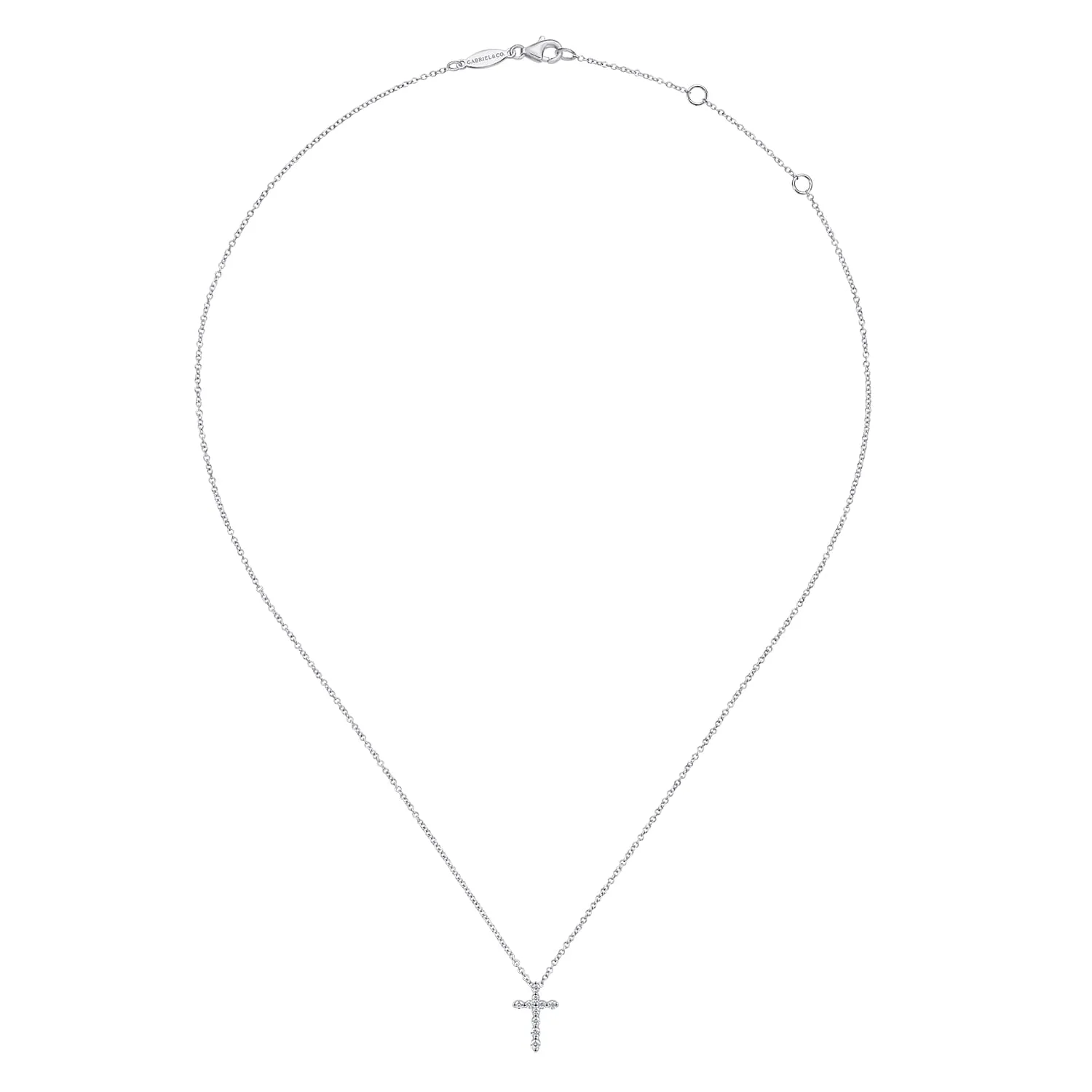 Diamond Cross Necklace in 14K White Gold, photograph 2