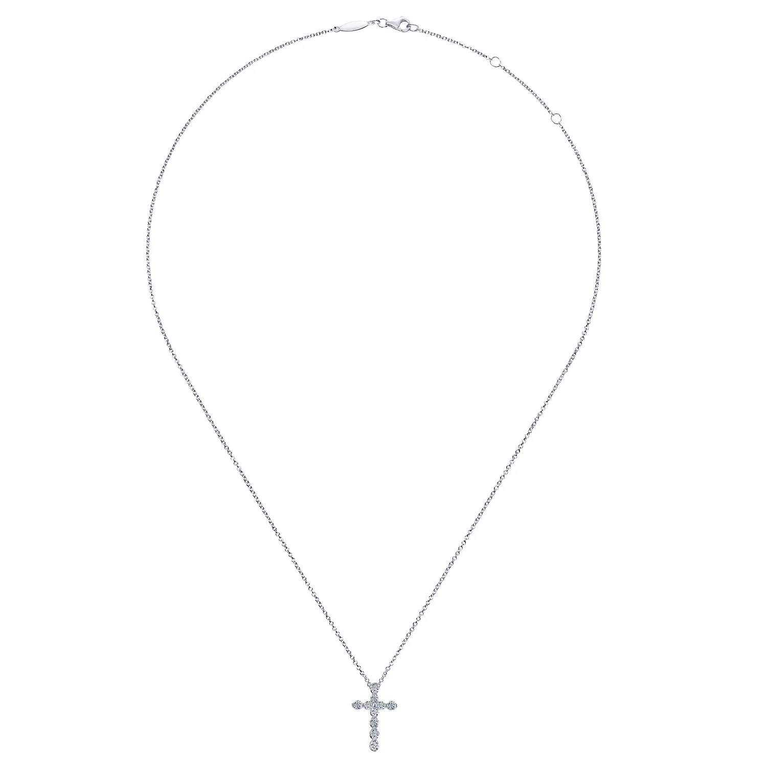 Diamond Cross Pendant Necklace in 14K White Gold, photograph 2